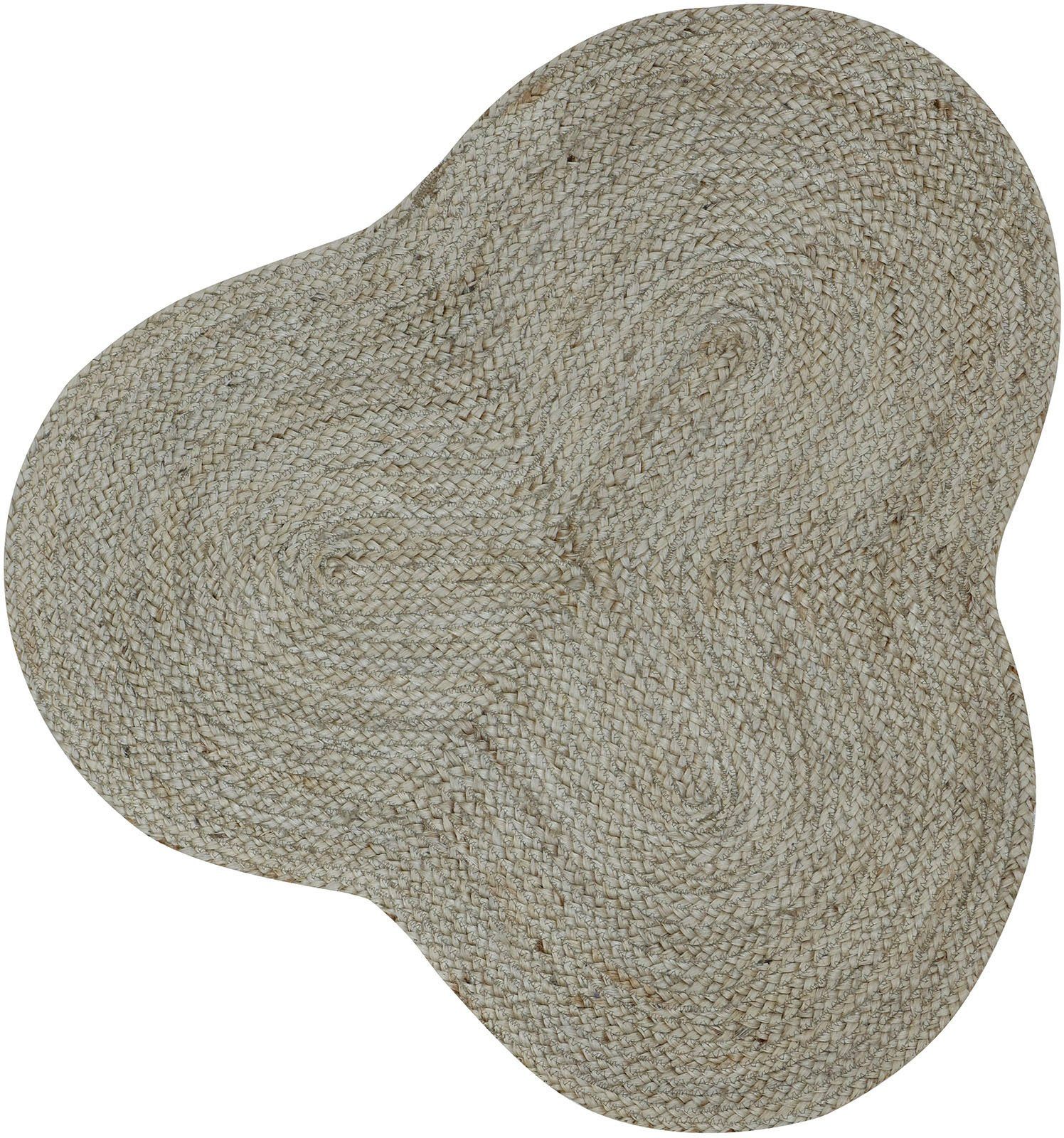 Teppich Alia Juteteppich, carpetfine, wolkenförmig, Höhe: 10 mm, handgewebt aus Jute, Naturteppich, Sonderform blau, Boho Style, uni