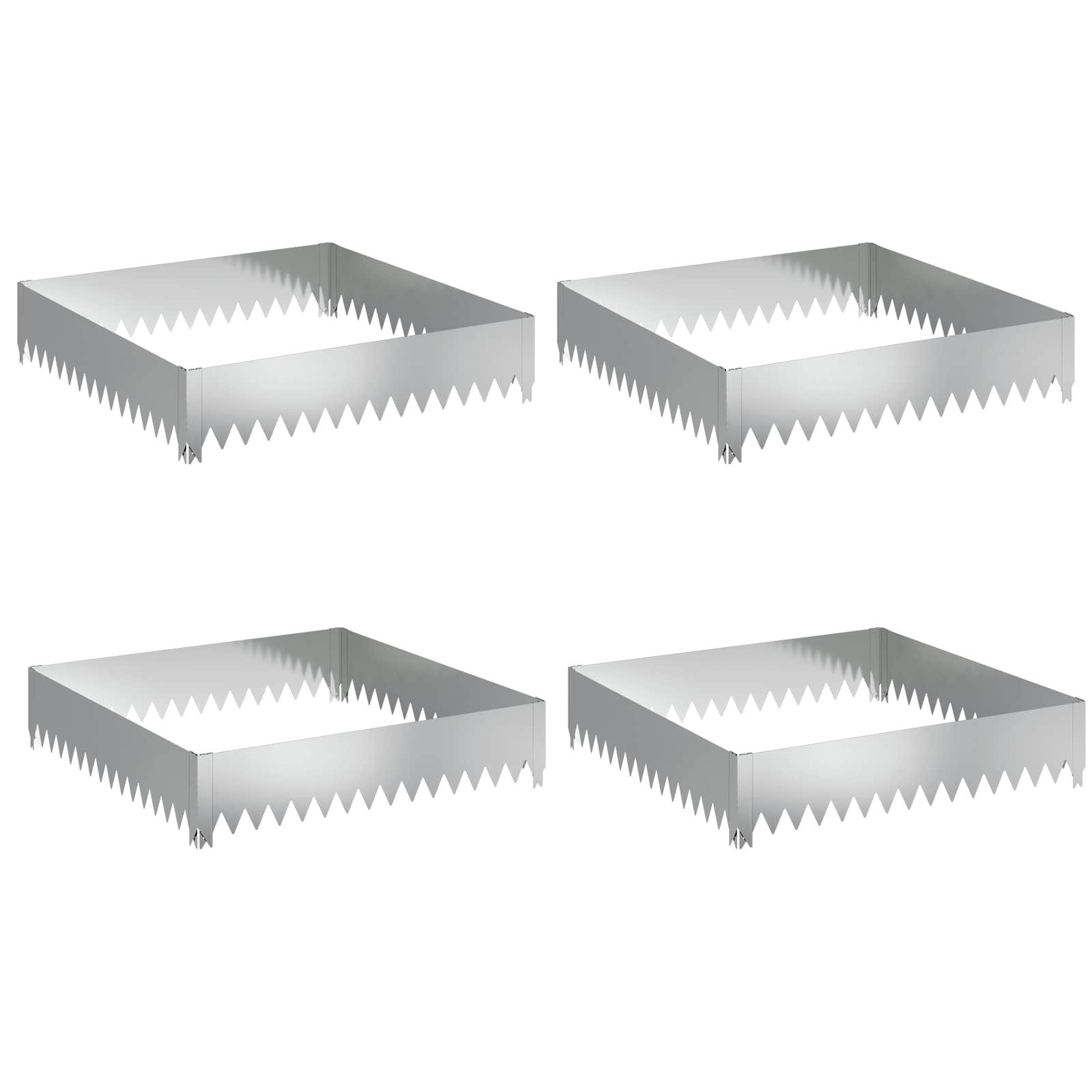 vidaXL Beetumrandung Raseneinfassung 4 Stk. 100 x 100 x 20 cm Stahl Silber