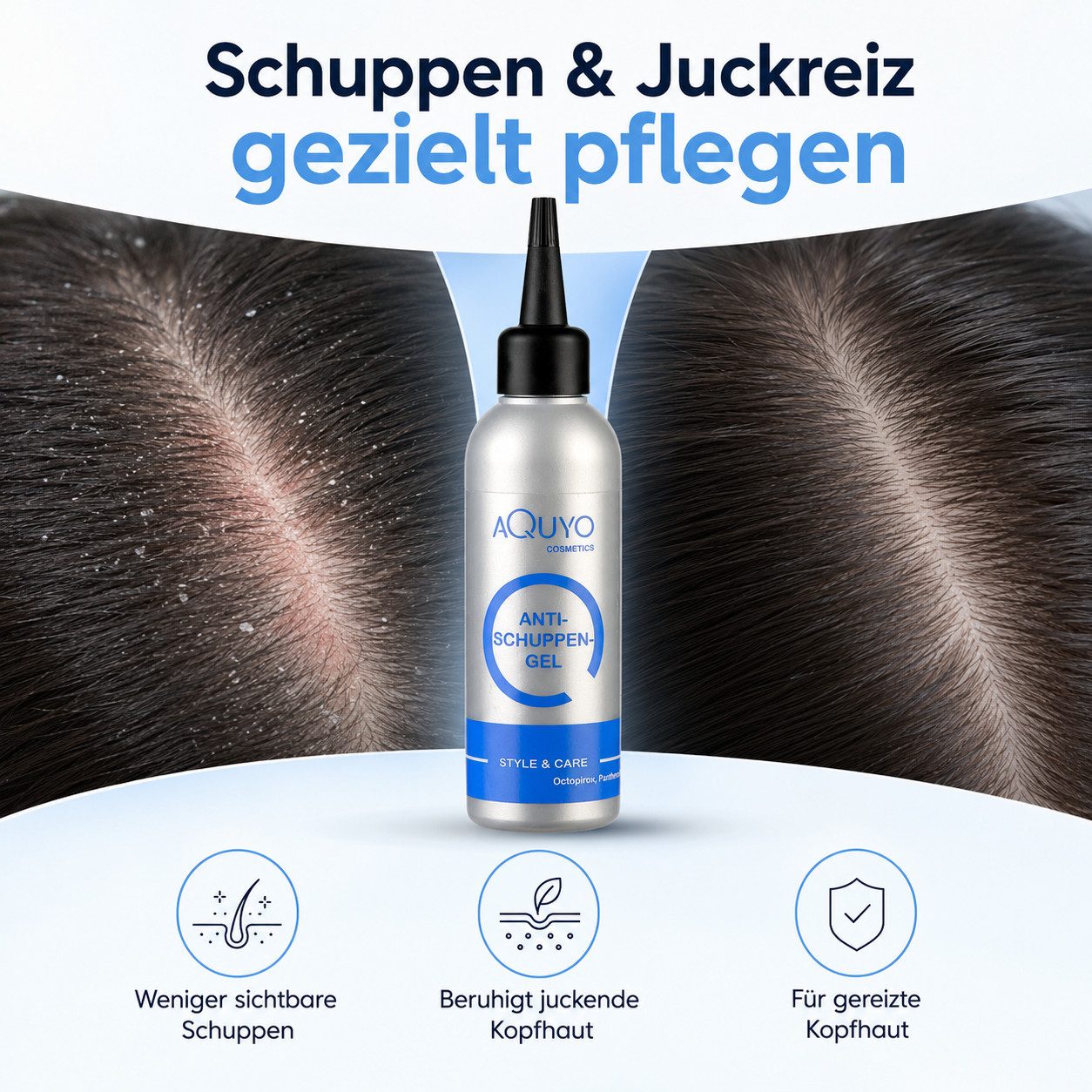 AQUYO Cosmetics Kopfhaut-Pflegeöl Anti-Schuppen-Gel für trockene und juckende Kopfhaut