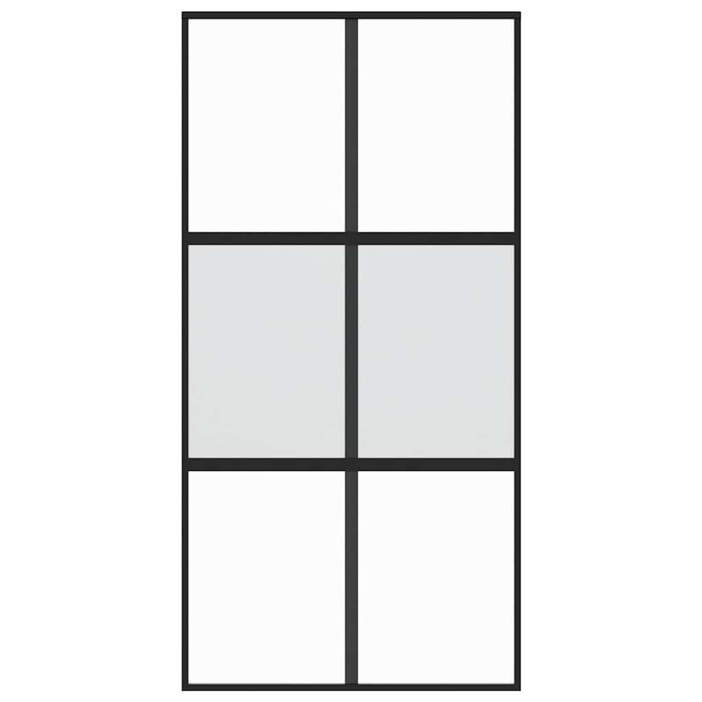 vidaXL Haustür Schiebetür Schwarz 102,5x205 cm Hartglas und Aluminium (1-St)