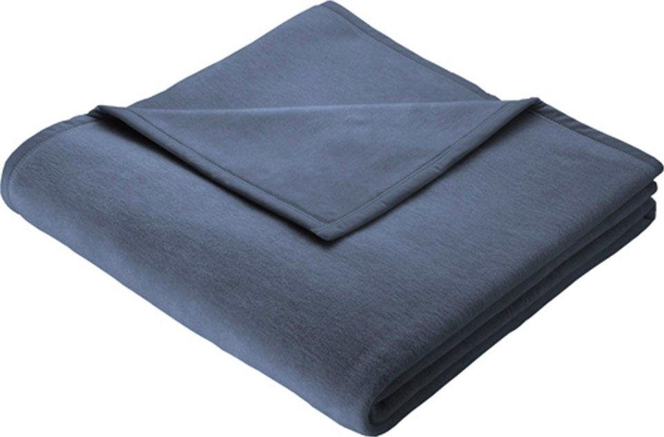 Home, graublau Biederlack, Cotton Design, im Wohndecke Wohndecke Uni Kuscheldecke