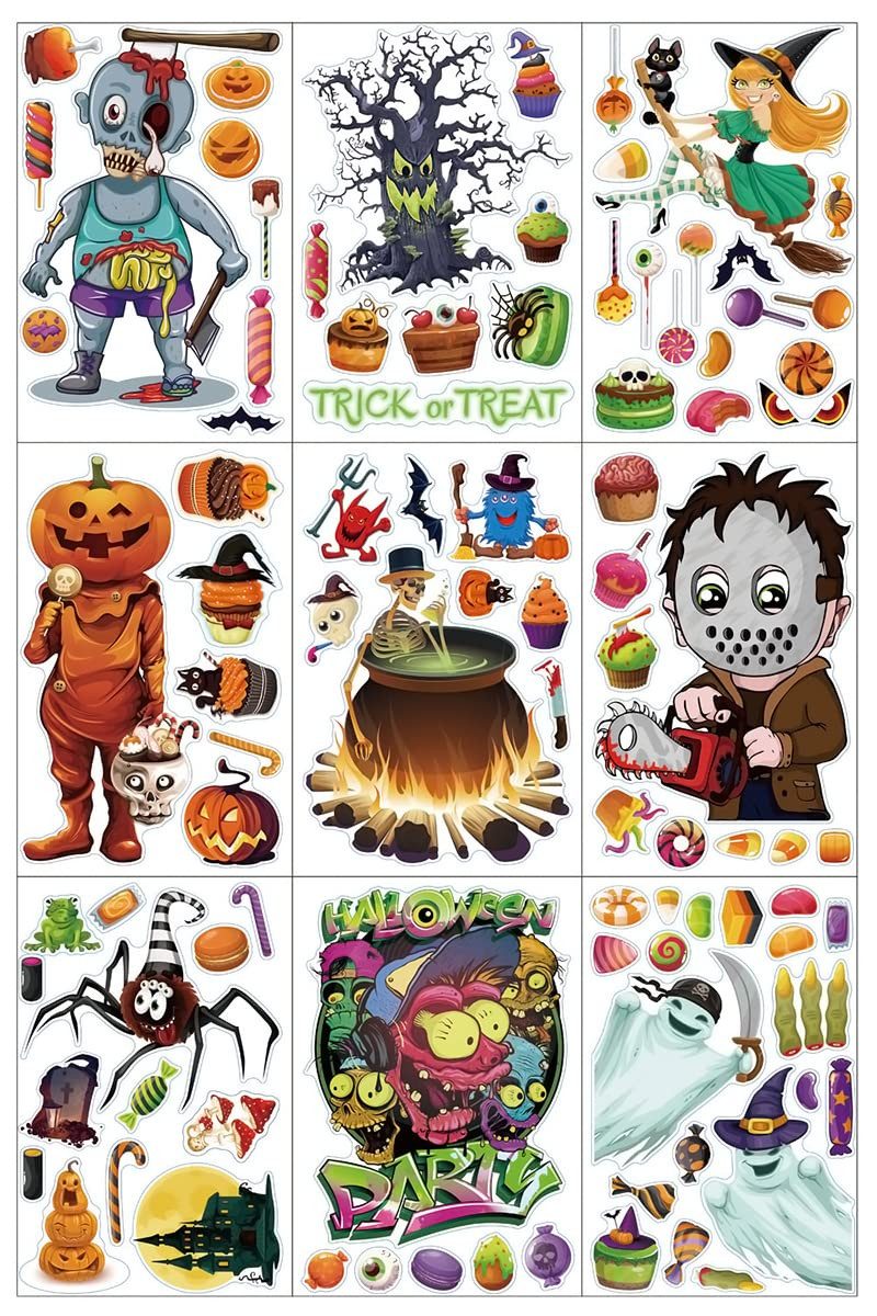 YI Fensterbild Halloween Fenster Aufkleber,9 Blatt Fensterbilder Sticker Party