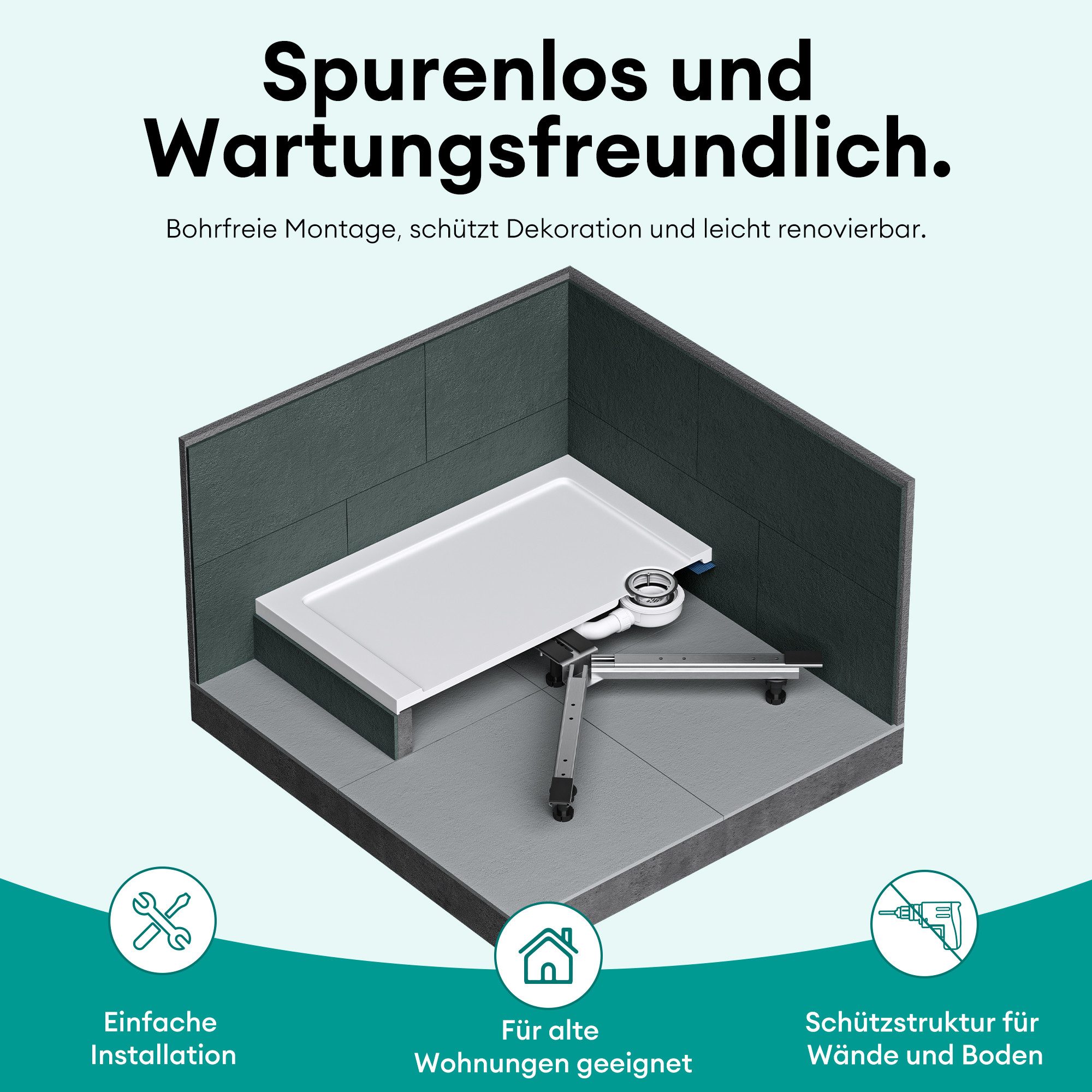 Mai & Mai Duschwannenfüße Brausewannenfuß Montagefuß in X-Form mit 5 Stellfüßen verstellbar