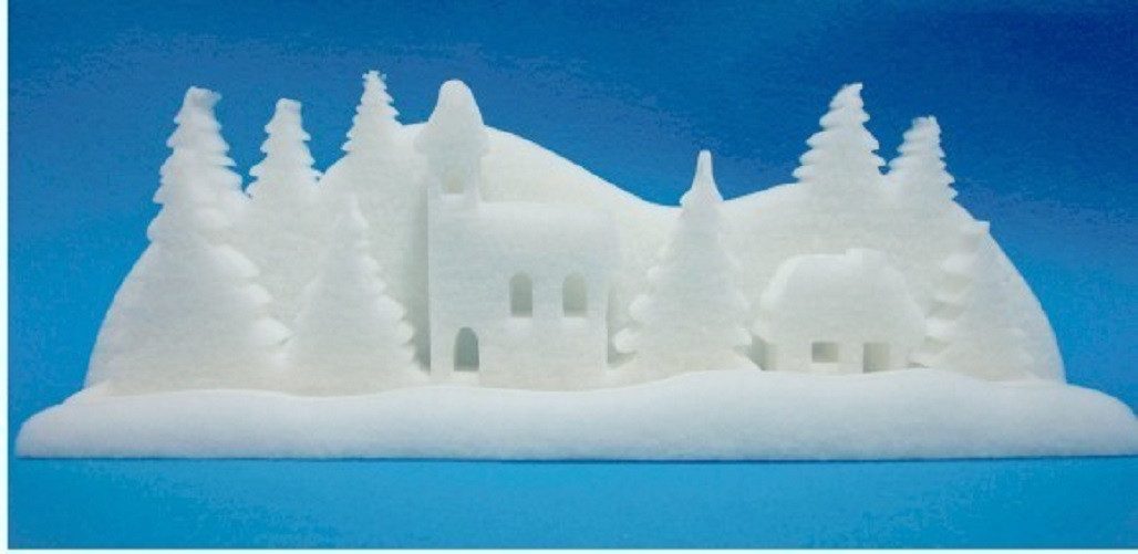 Erwin Hennecken GmbH Fensterdekoration Winterlandschaft 3D SCHNEE-DORF 60x12x21cm (3-teilig)