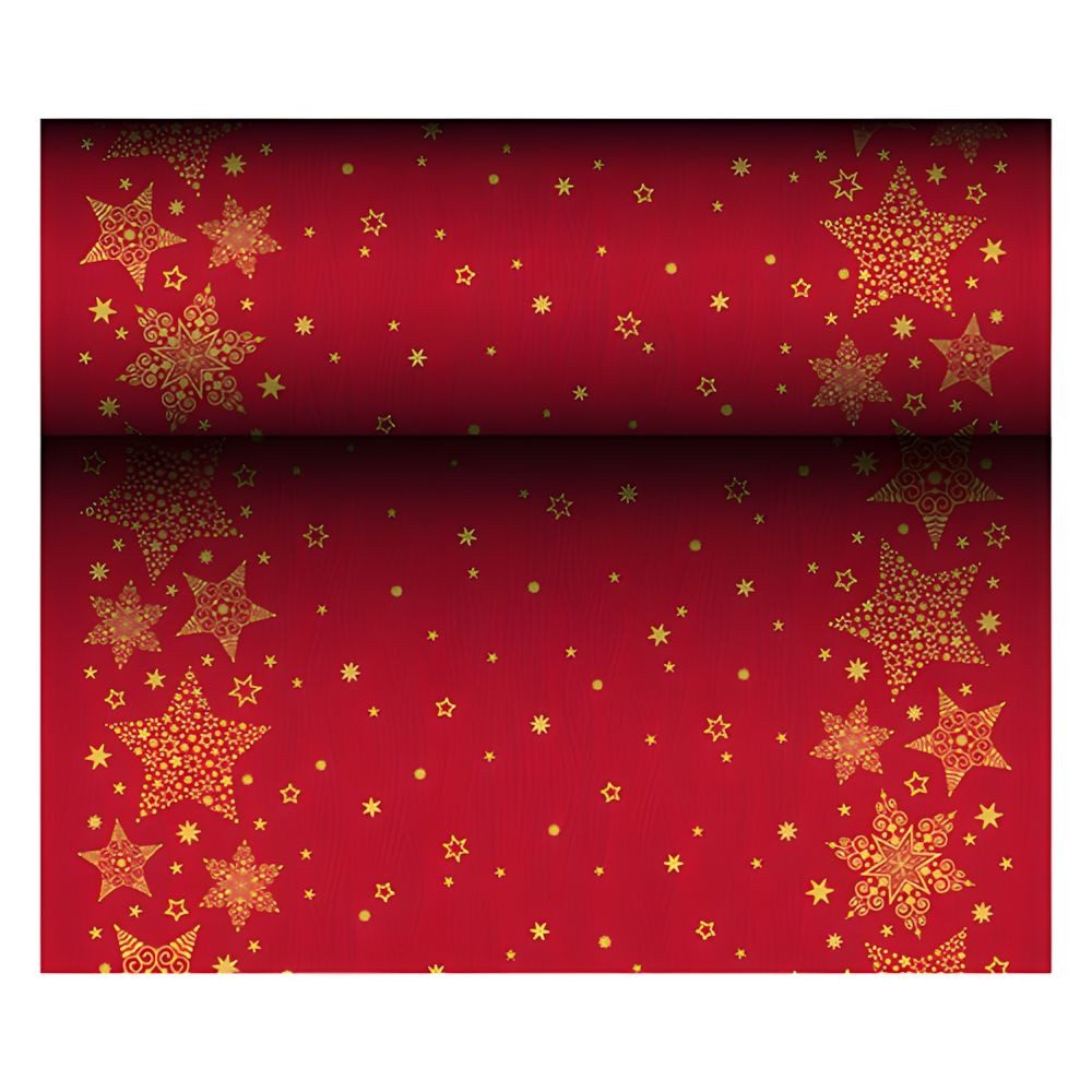 PAPSTAR Tischläufer 6 x stoffähnlich Airlaid 24 m x 40 cm rot Christmas Shine
