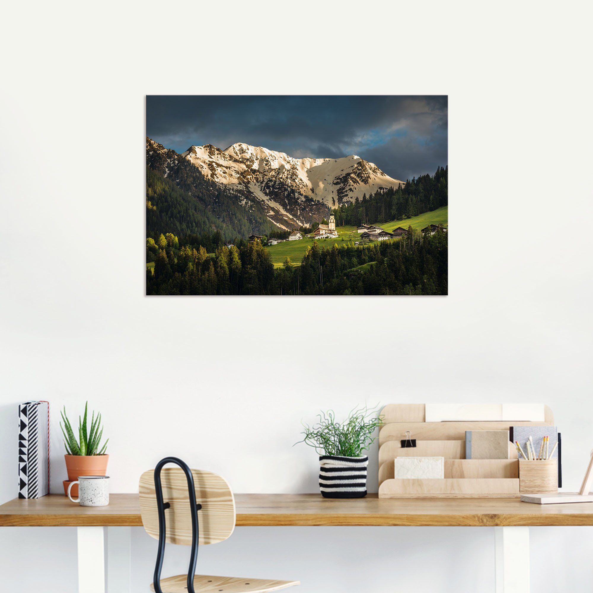 Hollbruck Wandbild (1 Alubild, versch. Das Artland St), Größen Poster Alpenbilder als Dorf Berge Pustertal, oder in im Wandaufkleber & Leinwandbild,