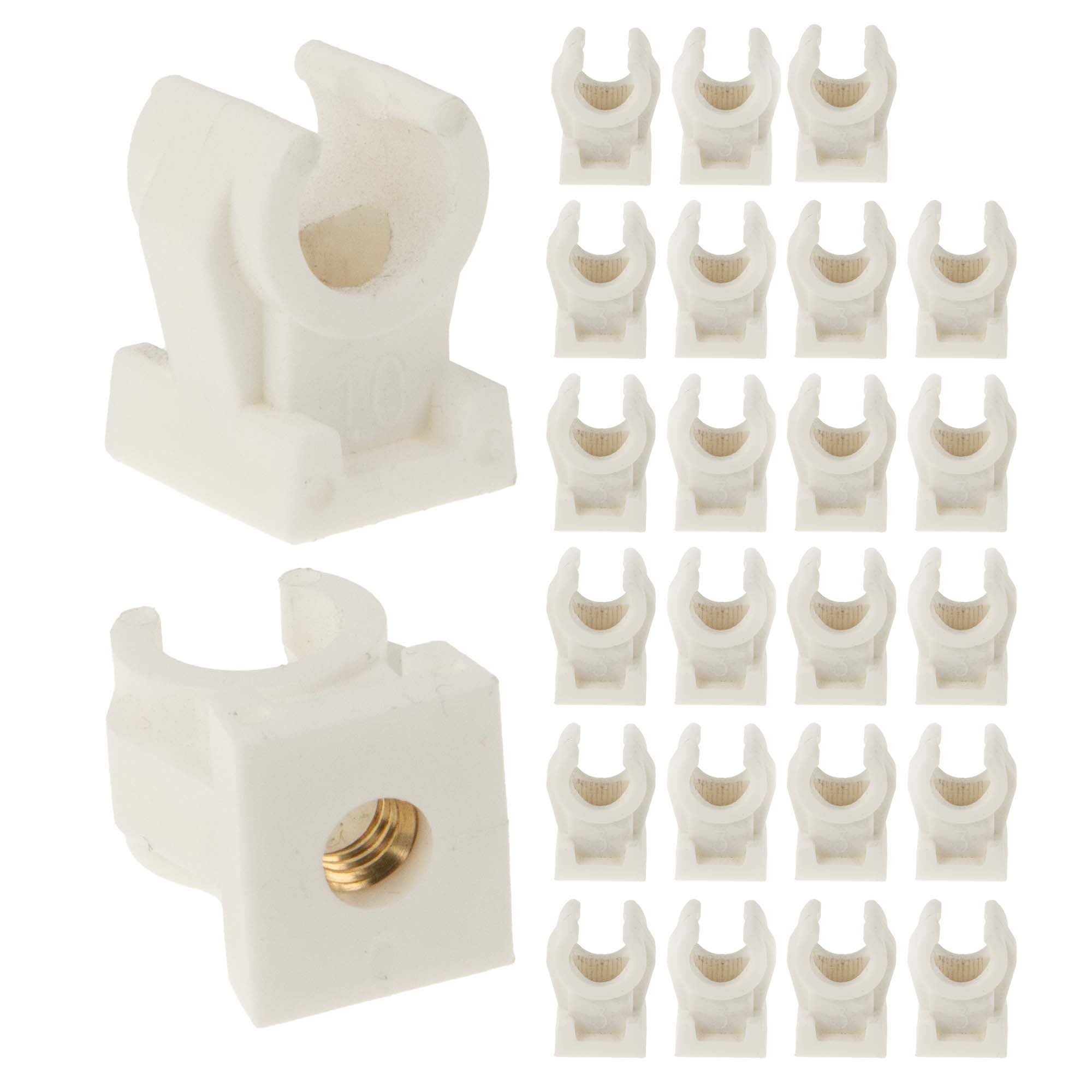 tecuro Rohrschelle Rohrclip Sets einfach Kunststoff weiß, 8 - 28 mm, Gewindebuchse M6, (25-St)