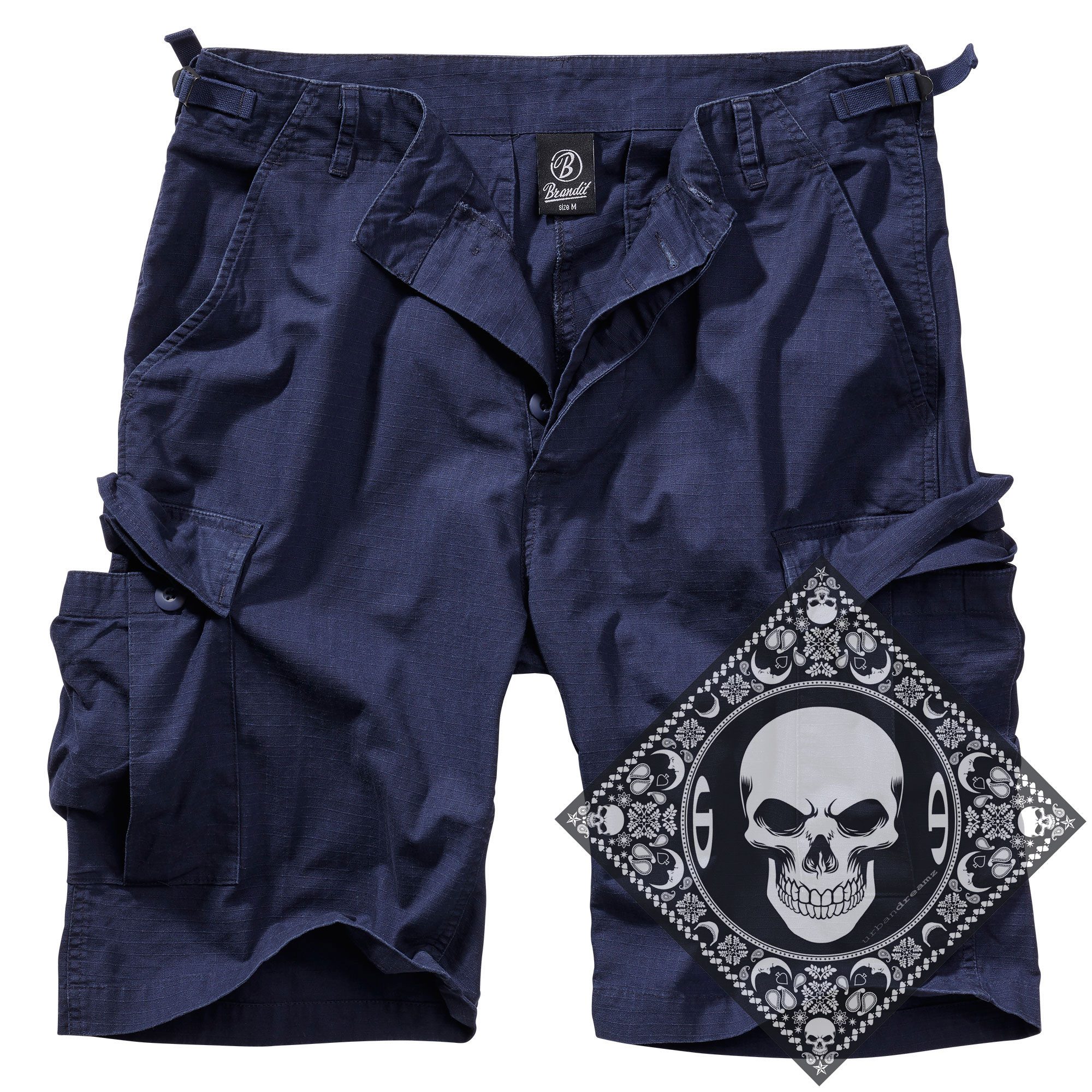 Brandit Cargoshorts Cargo Shorts kurze Hose Ripstop Army mit UD Bandana