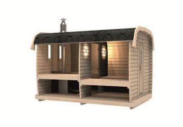 JVmoebel Sauna Holzsauna Fass Sauna Garten 46mm Fasssauna mit Schindeln, 46,00 mm, (1-St., 1x Sauna) Made in Europa