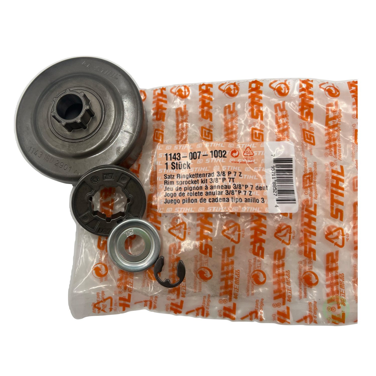 STIHL Benzin-Kettensäge Kupplungstrommel Kettenrad Ritzel 3/8" MS231 MS241 MS251 11430071002, 1x Kupplung
