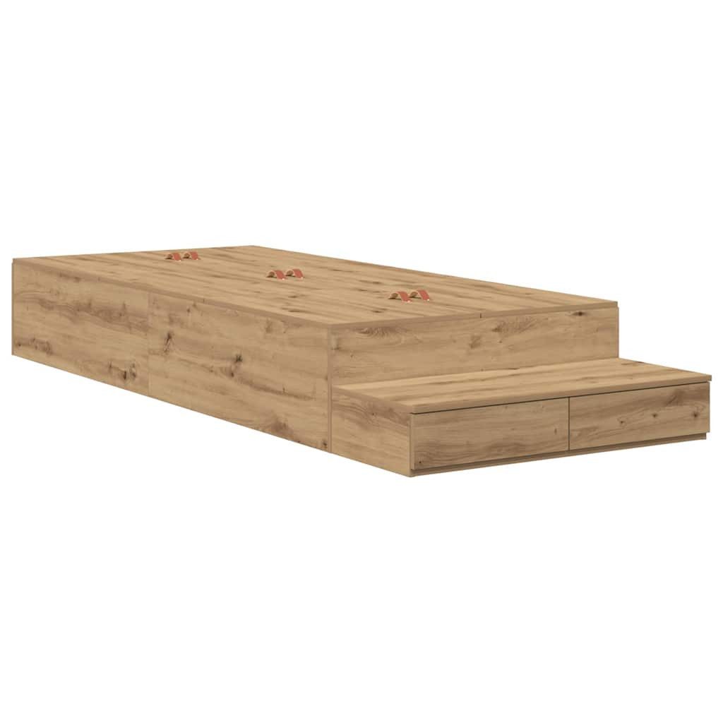 vidaXL Bett Aufbewahrungsbettgestell Artisan-Eiche 80 cm Holzwerkstoff (1-tlg)