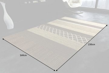 Teppich INKA 230x160cm braun / beige, riess-ambiente, rechteckig, Höhe: 10 mm, Wohnzimmer · Wolle · Hanf · handgewebt · gestreift · Ethno