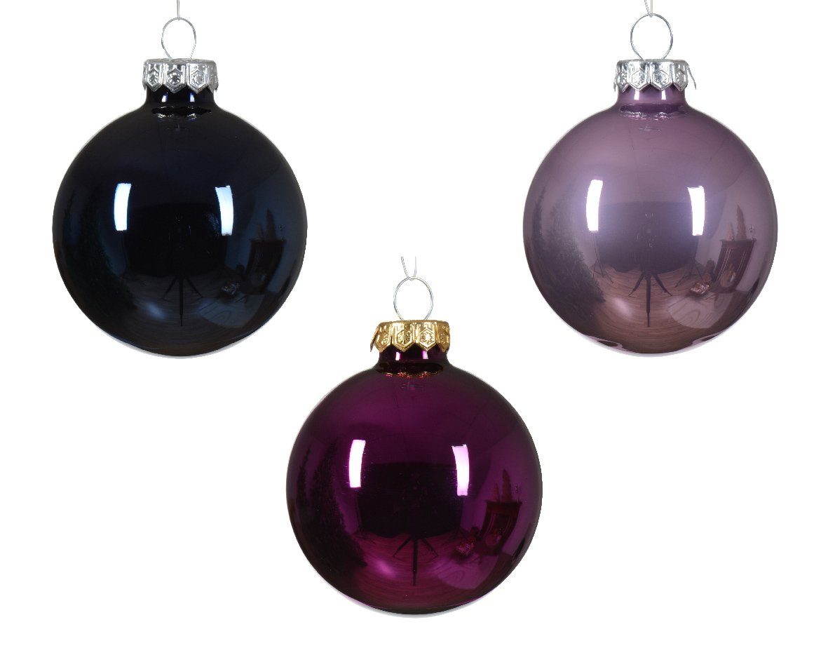 / 6cm Weihnachtsbaumkugel, Lila decorations Glas - Decoris x Violett / season Nachtblau Stück Weihnachtskugeln Mix 20