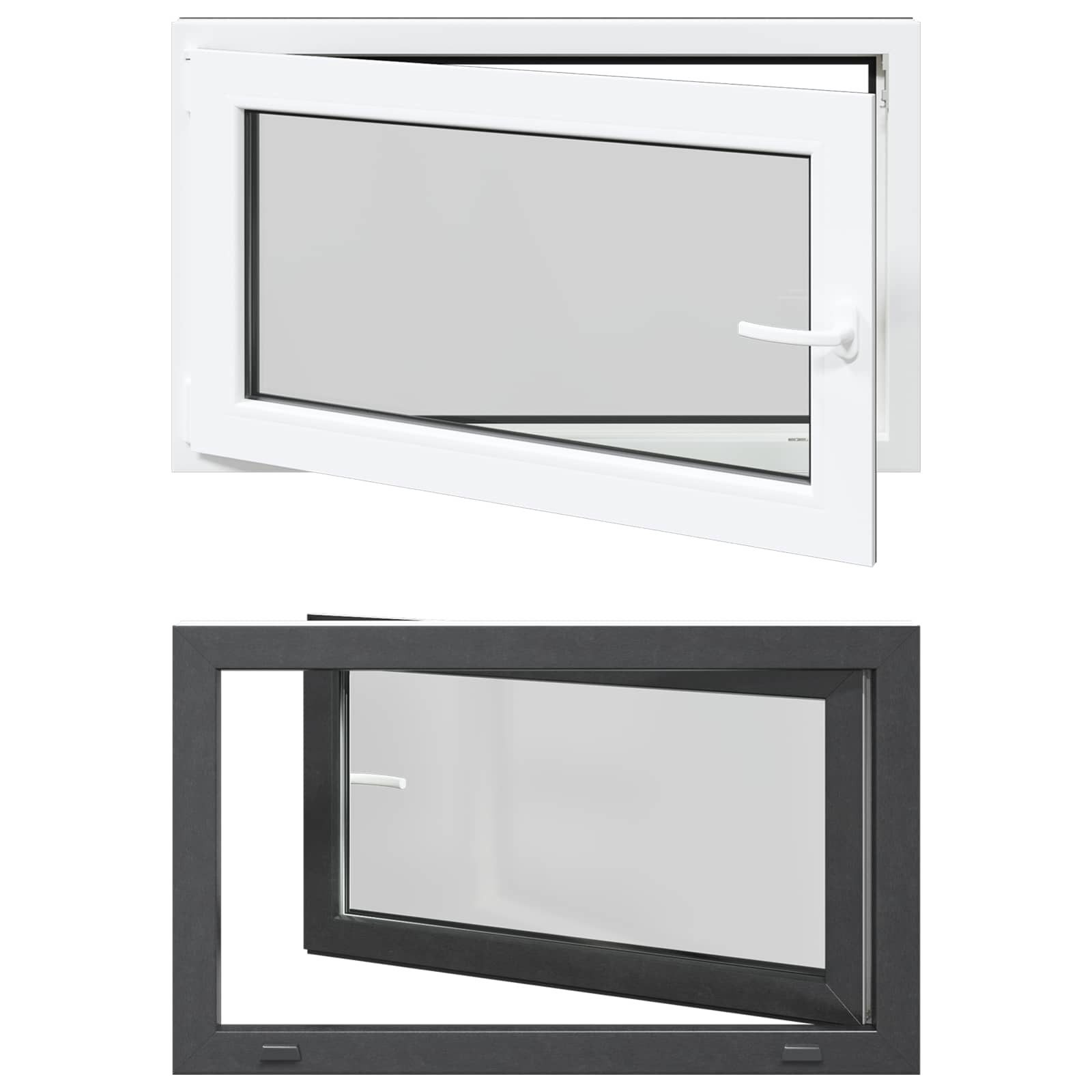 vidaXL Fenster Kellerfenster Innenseite Farbe Weiß RISOR 100 x 60 cm, (1 St)