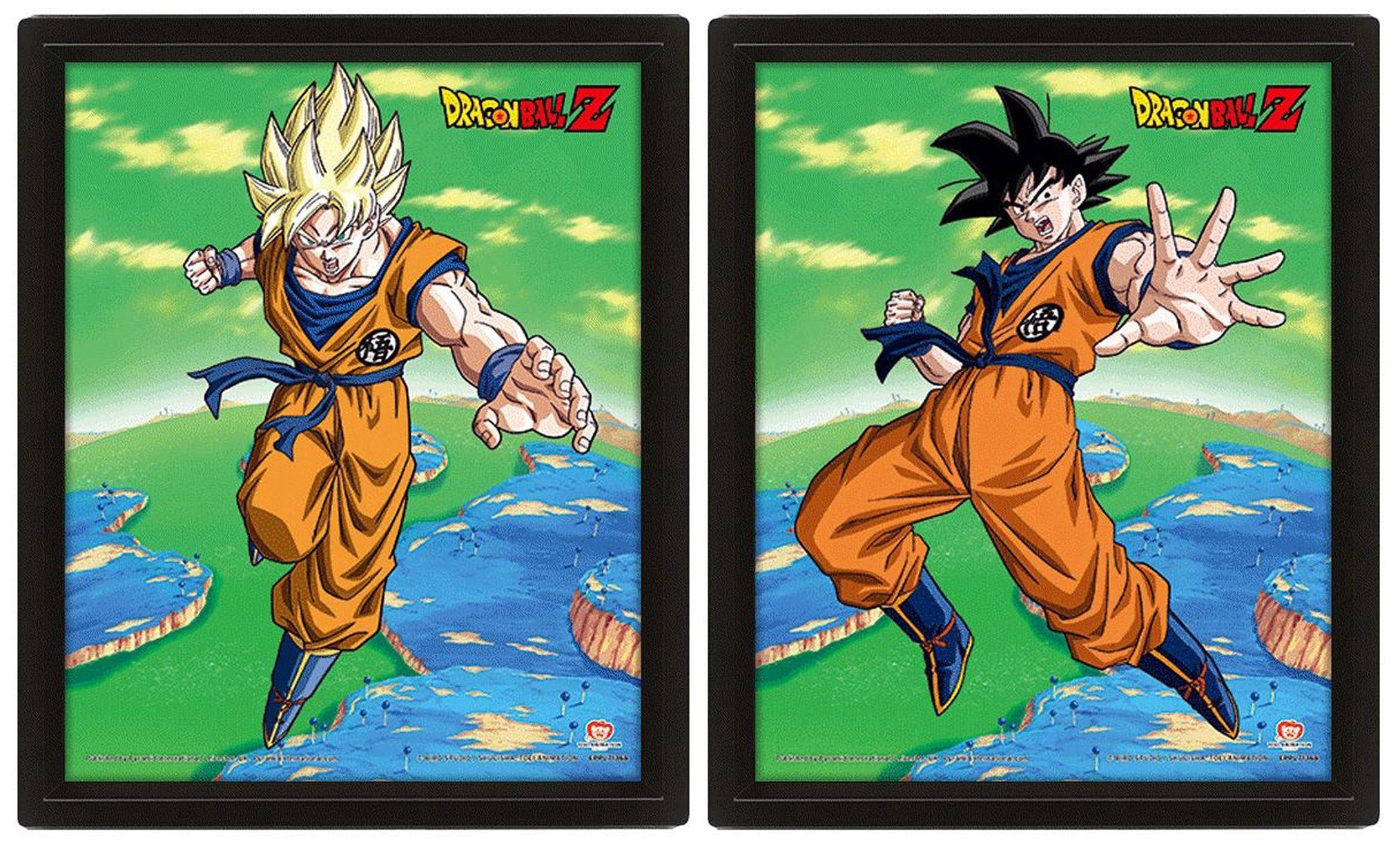 PYRAMID Bild mit Rahmen Dragon Ball Z - SON GOKU - Super Saiyajin  Transformation - 3D Poster Print mit Rahmen