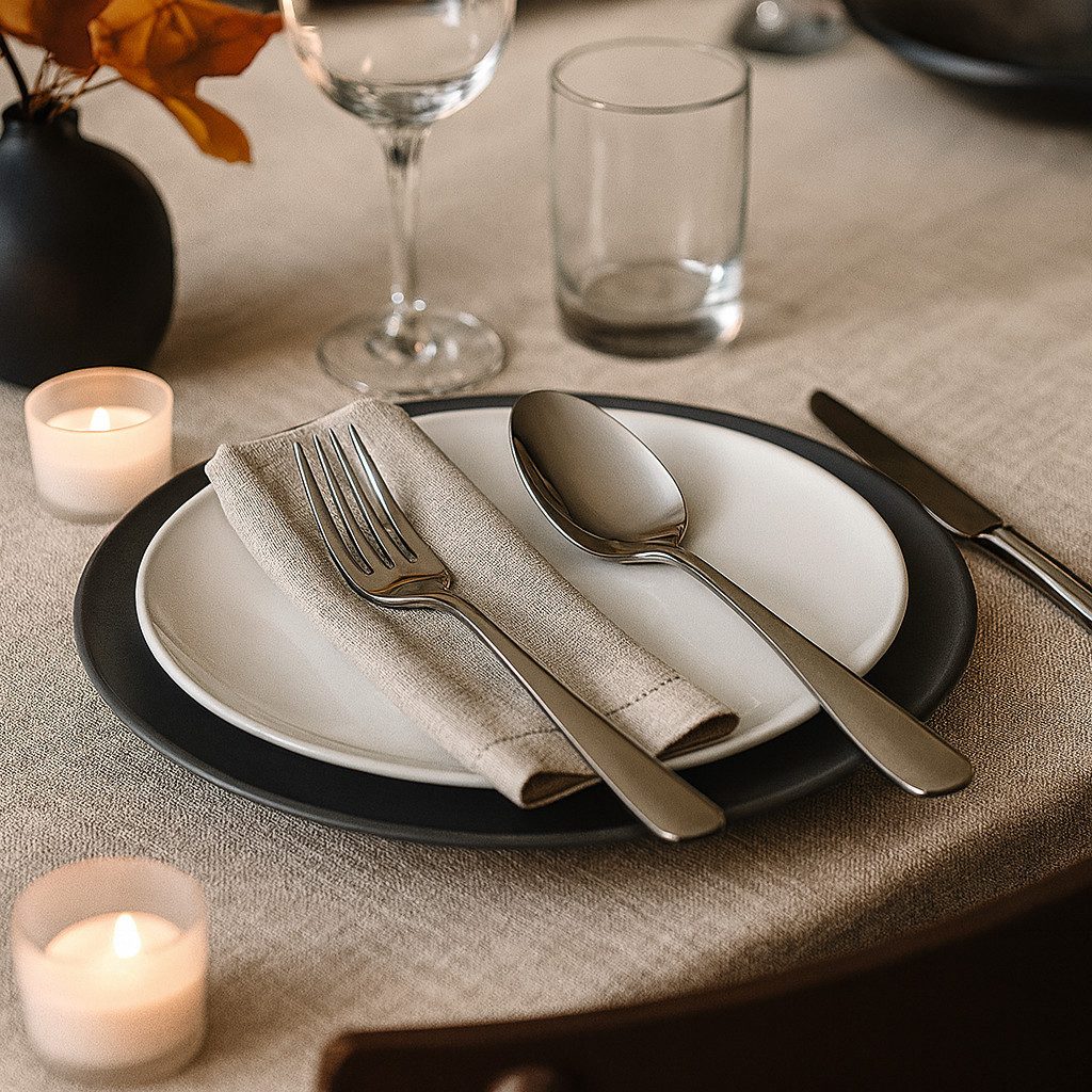 HOOZ Besteck-Set MS-6 (60-tlg), 12 Personen, Edelstahl, Vielteiliges Set für 12 Personen, Hochwertige Verarbeitung