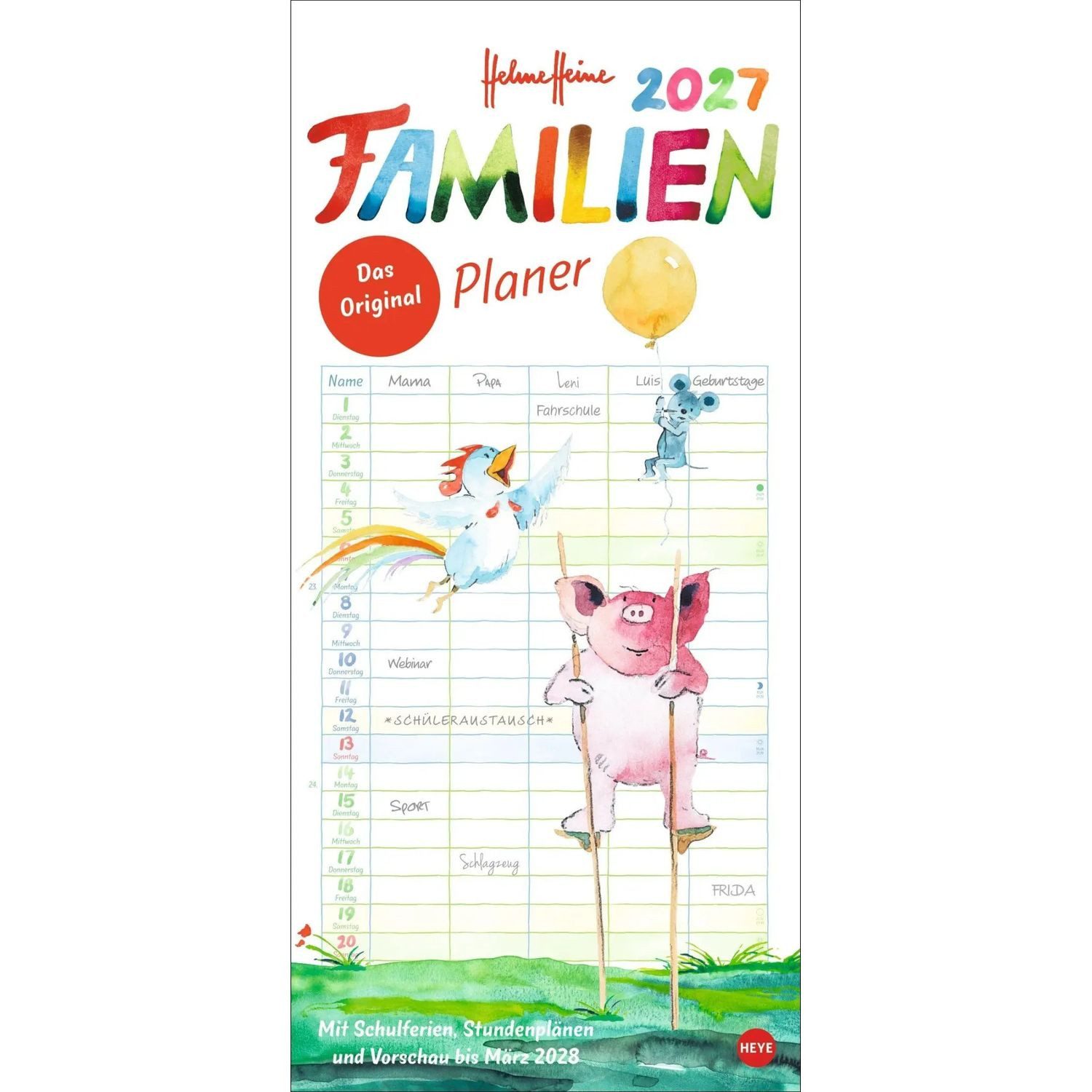 HEYE Wandkalender Helme Heine: Familienplaner 2027
