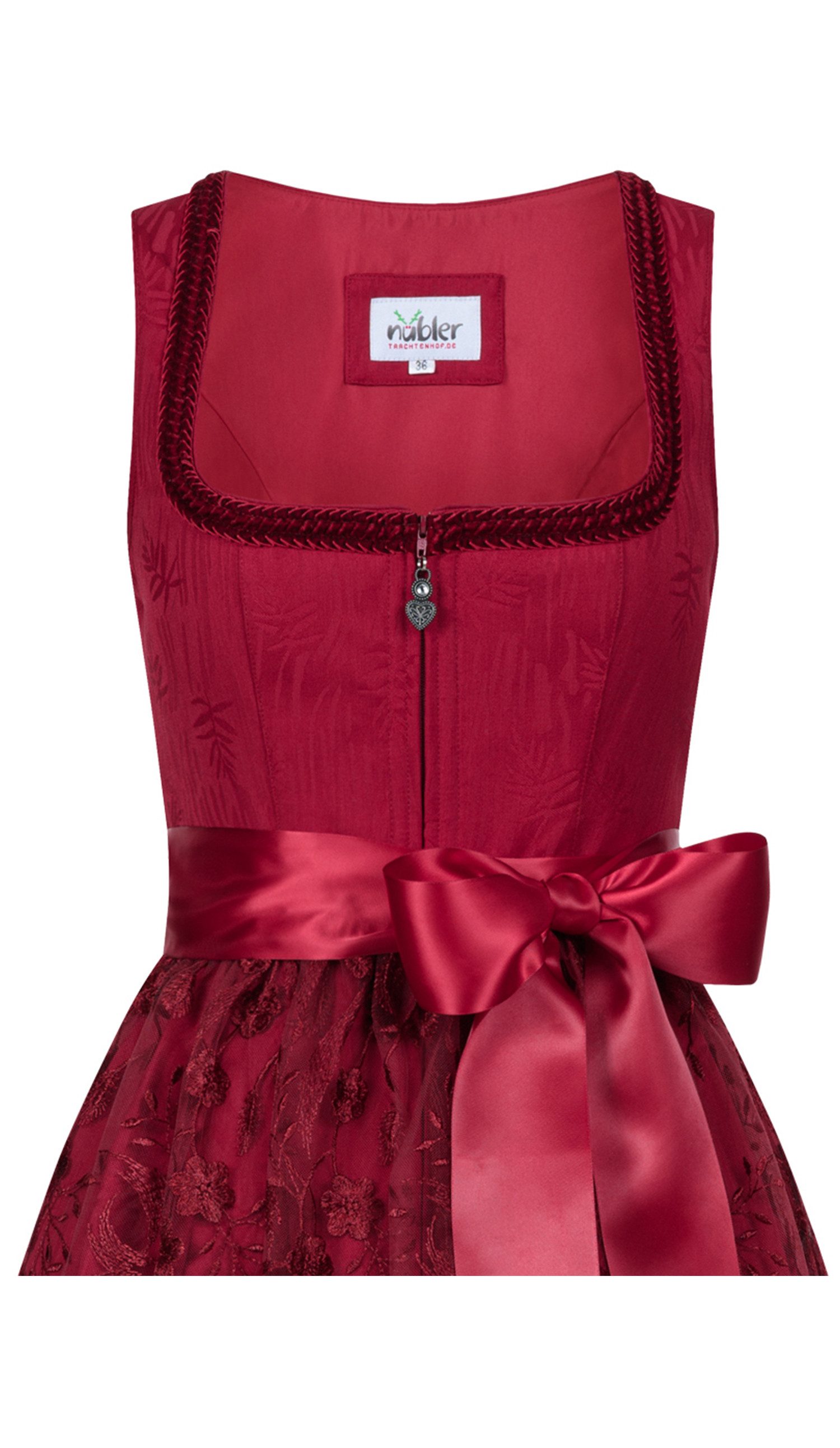 Nübler Trachtenkleid Midi-Dirndl Floreta in Herzrot von Nübler - Rocklänge 60 cm