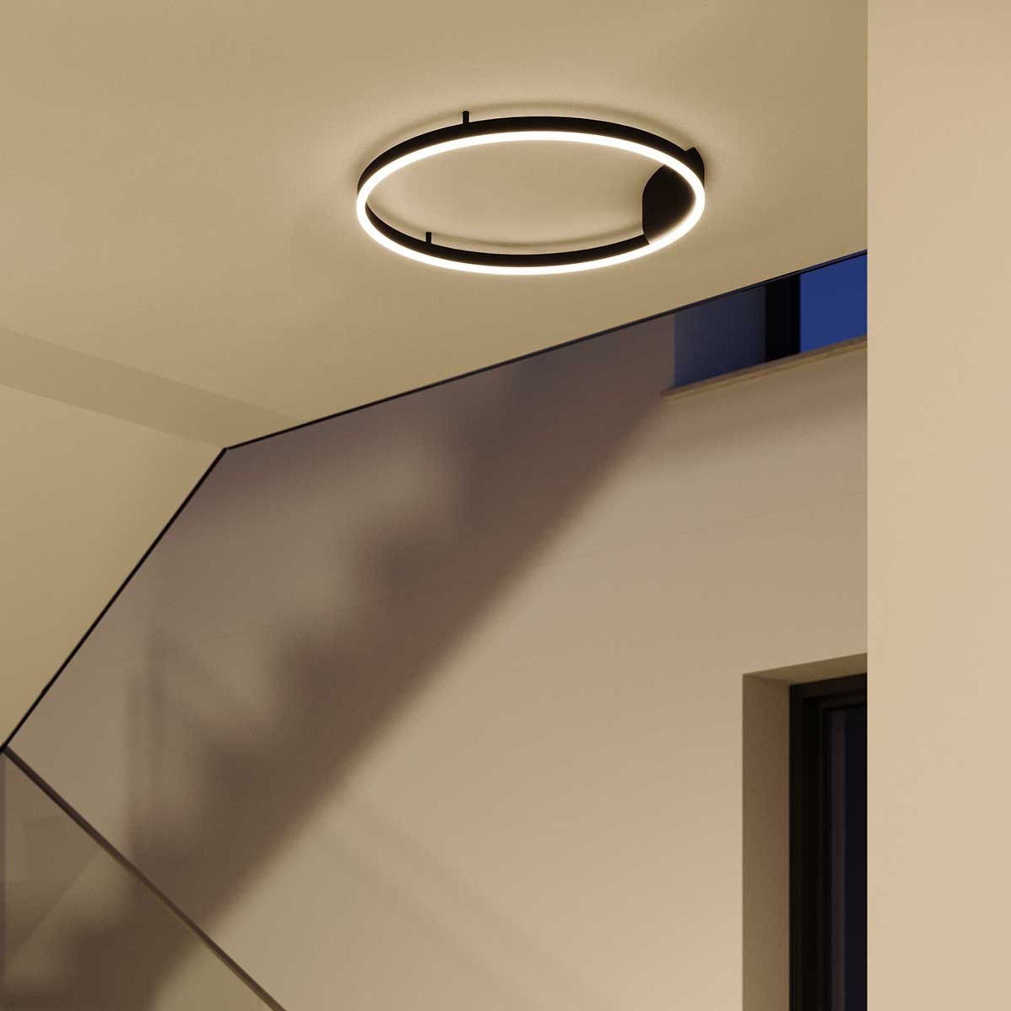 s.luce Deckenleuchte LED Ring Wandlampe & Deckenleuchte Dimmbar modern rund Schwarz, Warmweiß