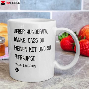 22Feels Tasse Bester Hundepapa Herrchen Geschenk Hundeliebe Welpe Kaffeetasse Hund, Keramik, Made in Germany, Spülmaschinenfest