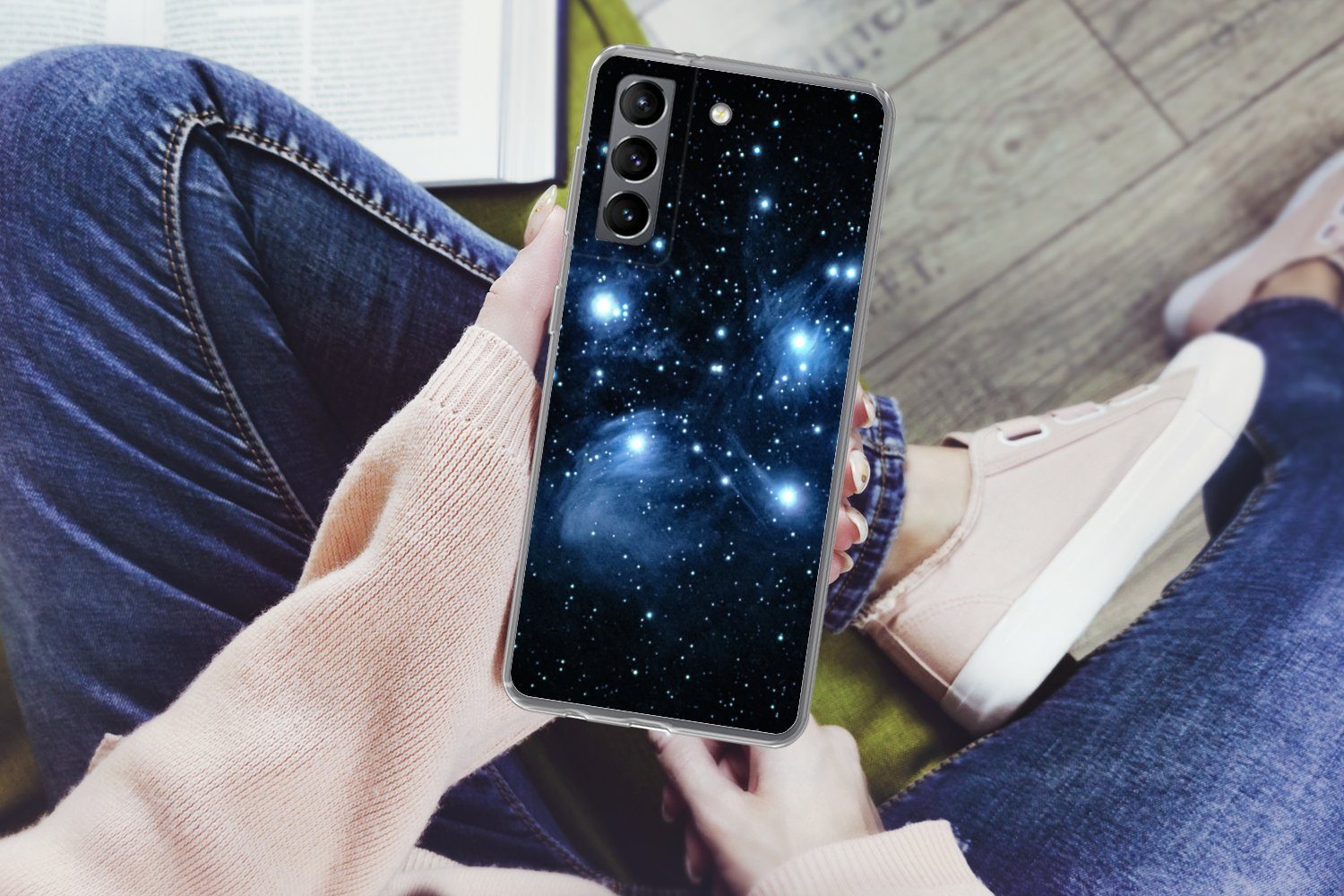 MuchoWow Handyhülle für Samsung Galaxy S21 Plus Universum - Planeten - Sterne - Jungen - M, Phone Case, Silikon, Schutzhülle Dünn