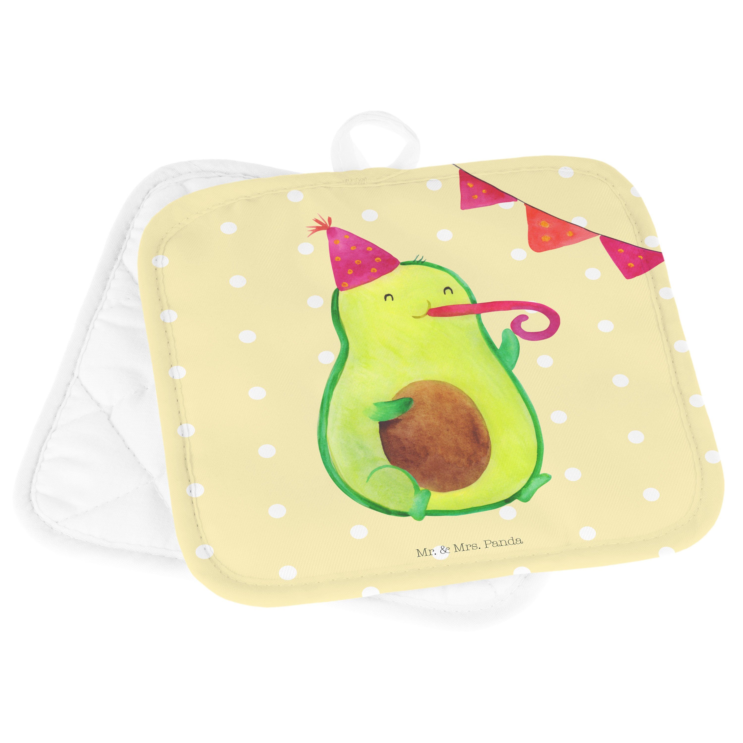 Mr. & Mrs. Panda Topflappen Geschenk, Avocado Topflappen, Gelb Pastell - Partyhupe (1-tlg) - Ofenhandschu