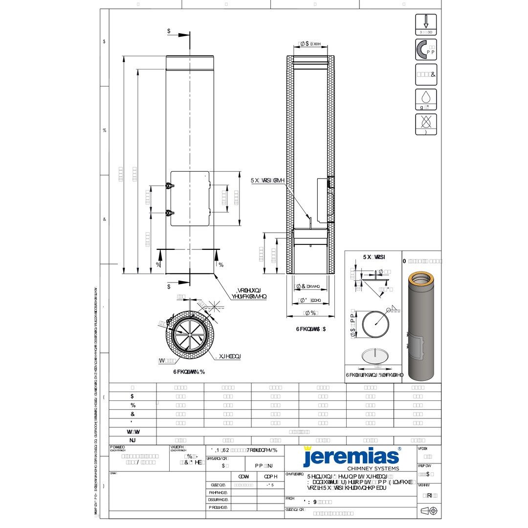 Jeremias Schornstein Ø 180 mm Jer. DW Vision R.-El. Des.Plus Kugelfang/Wandfutter, Ø 180 mm