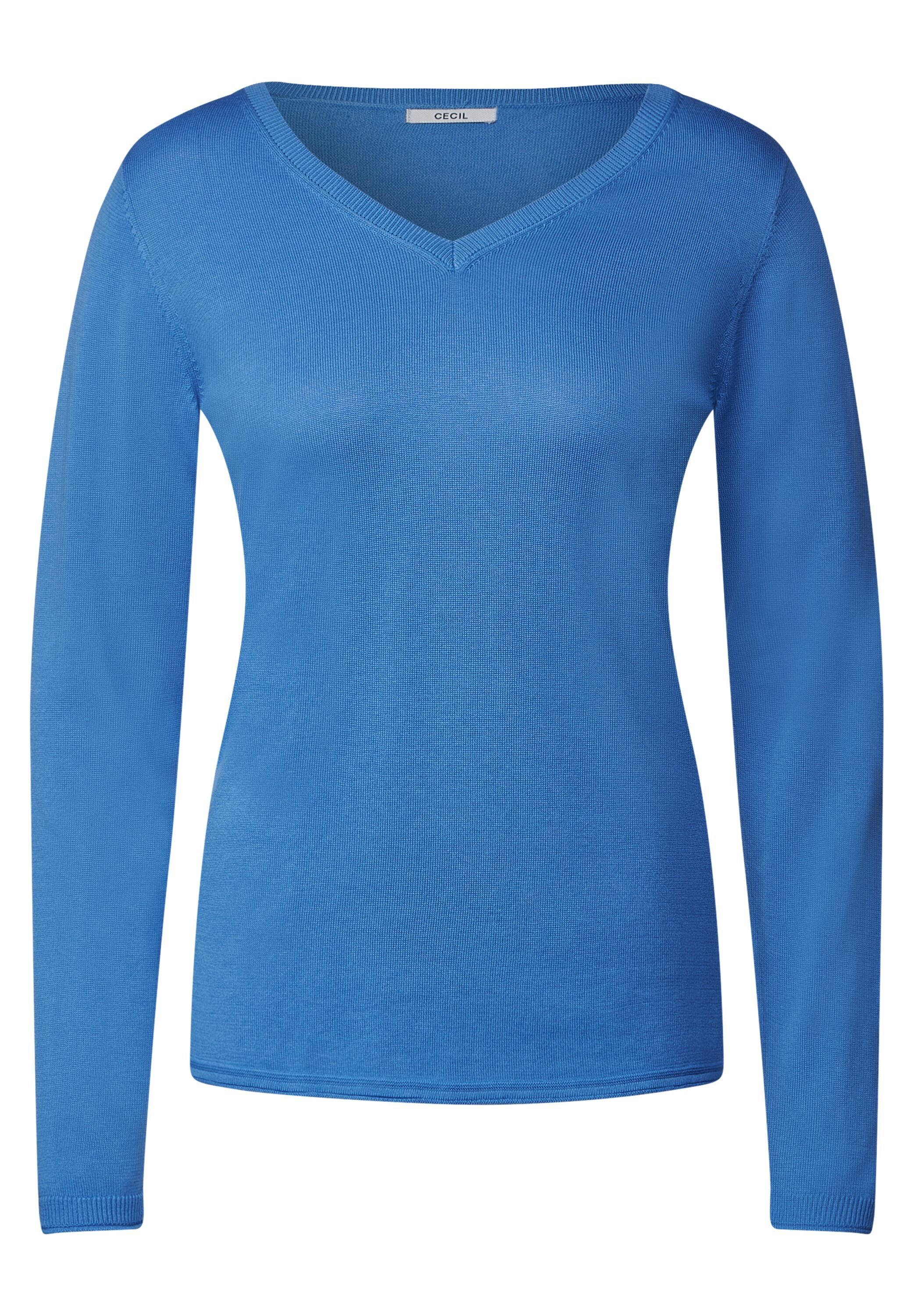 Cecil V-Ausschnitt-Pullover mit femininem campanula V-Ausschnitt blue
