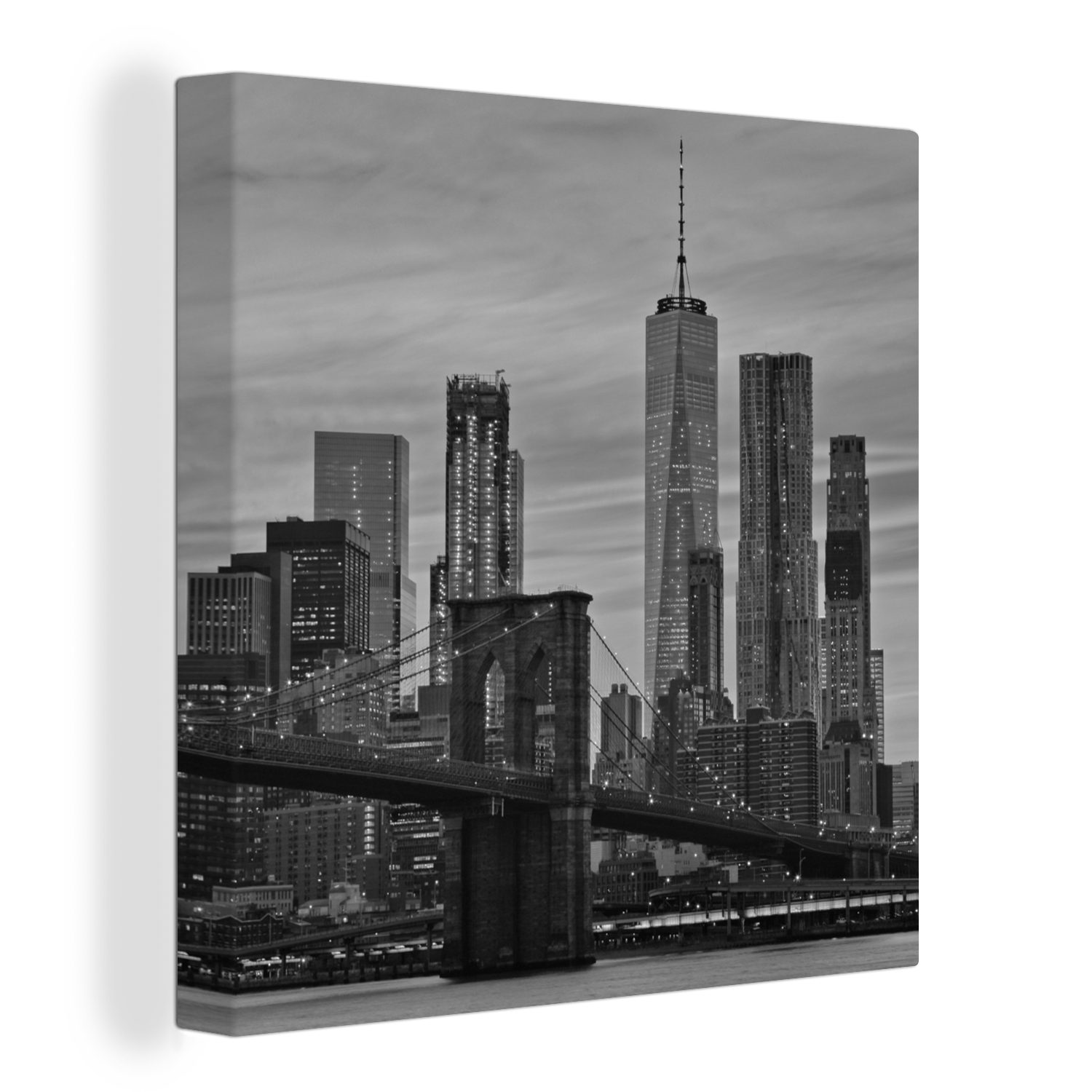 OneMillionCanvasses® Leinwandbild World Trade Center - Schwarz - Weiß - Skyline, (1 St), Leinwand Bilder für Wohnzimmer Schlafzimmer