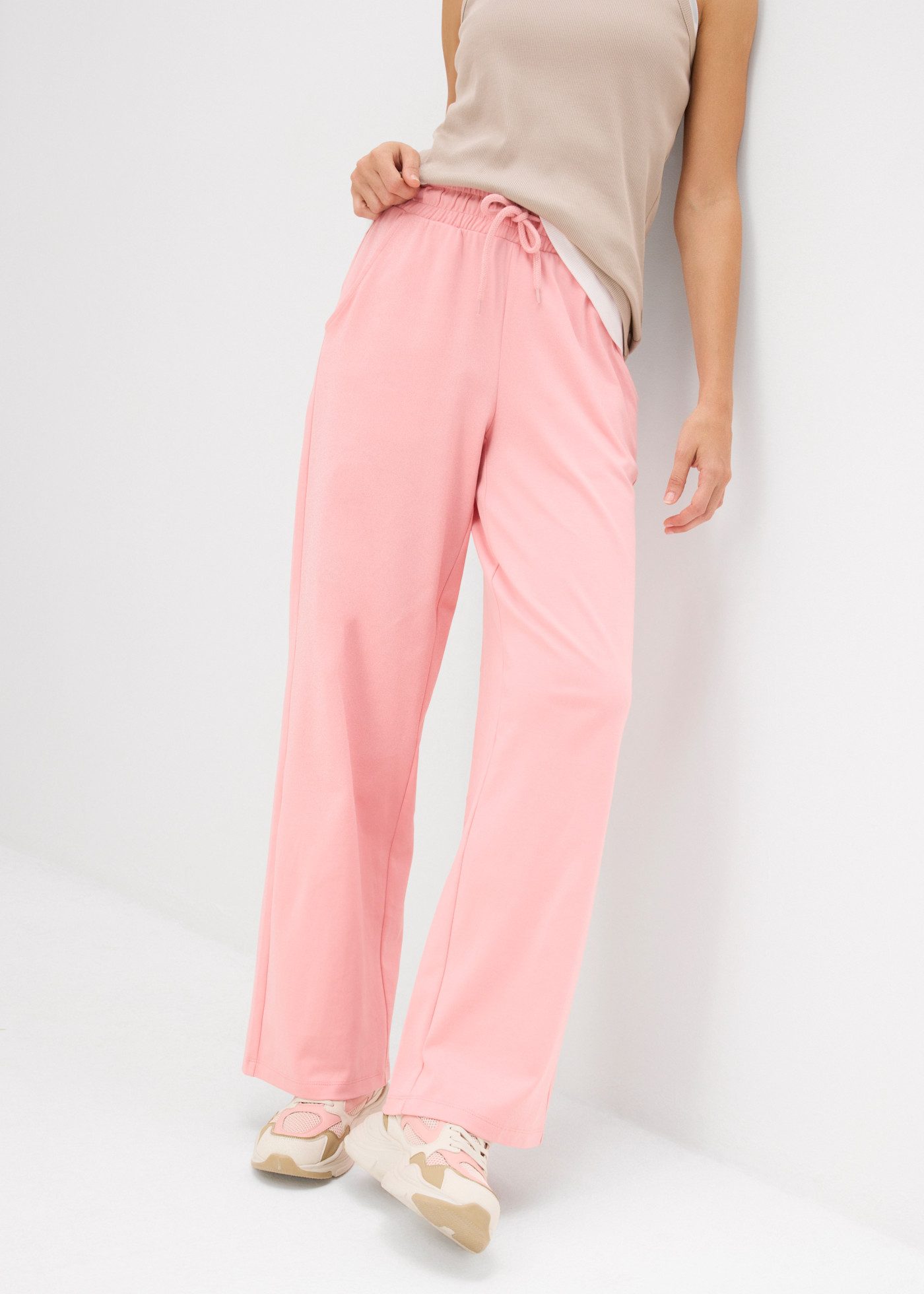 bonprix Jerseyhose aus Baumwolle, lockere Passform, weites Bein, Casual Stil