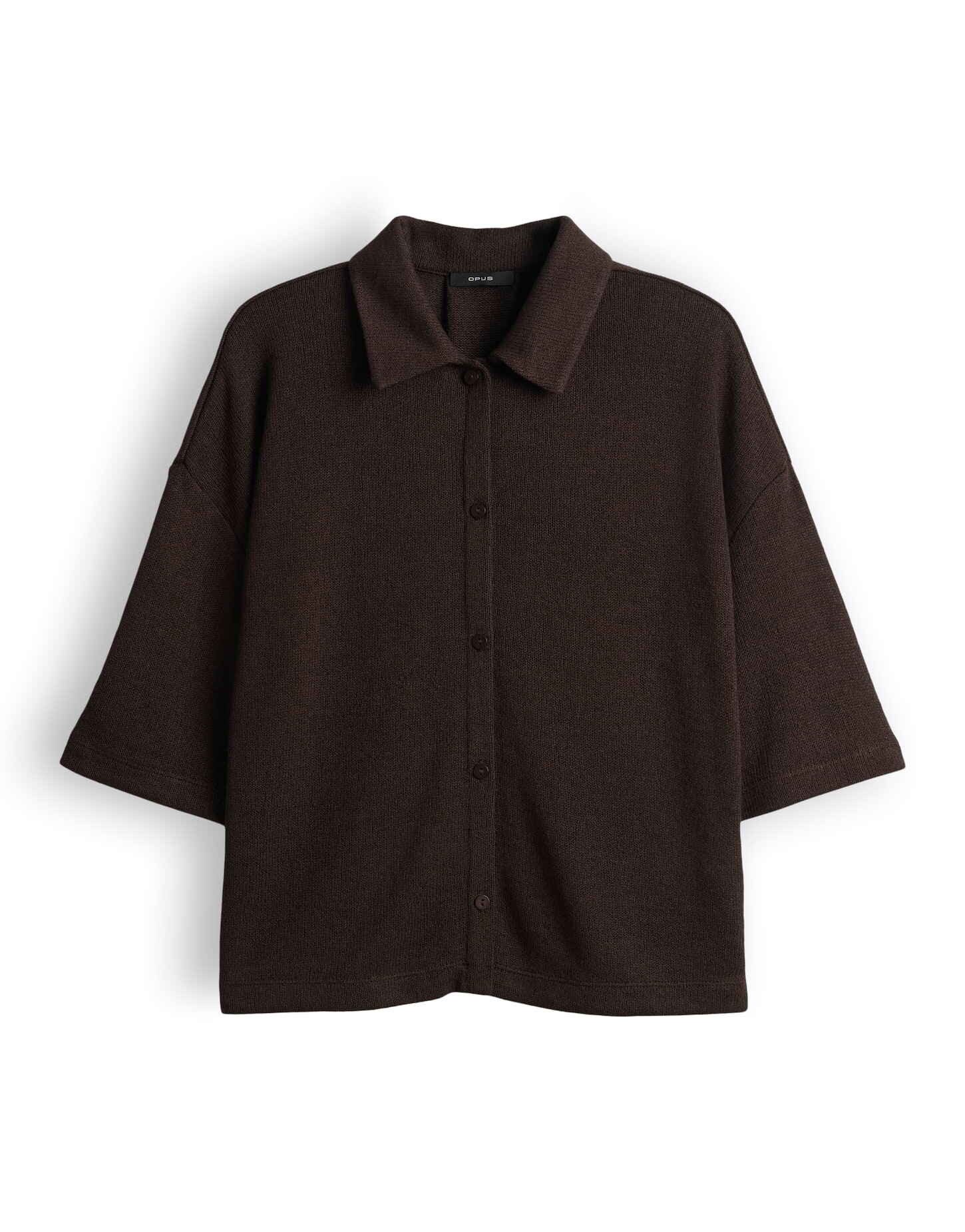 OPUS Poloshirt Jerseyshirt in feiner Strickoptik Lockere Passform, Kellerfalte im Rücken, Knopfleiste