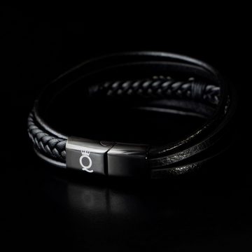 UNIQAL.de Lederarmband Lederarmband Herren "FEATHER" Geflochten (Edelstahl, Echtleder, Casual Style, Handgefertigt)