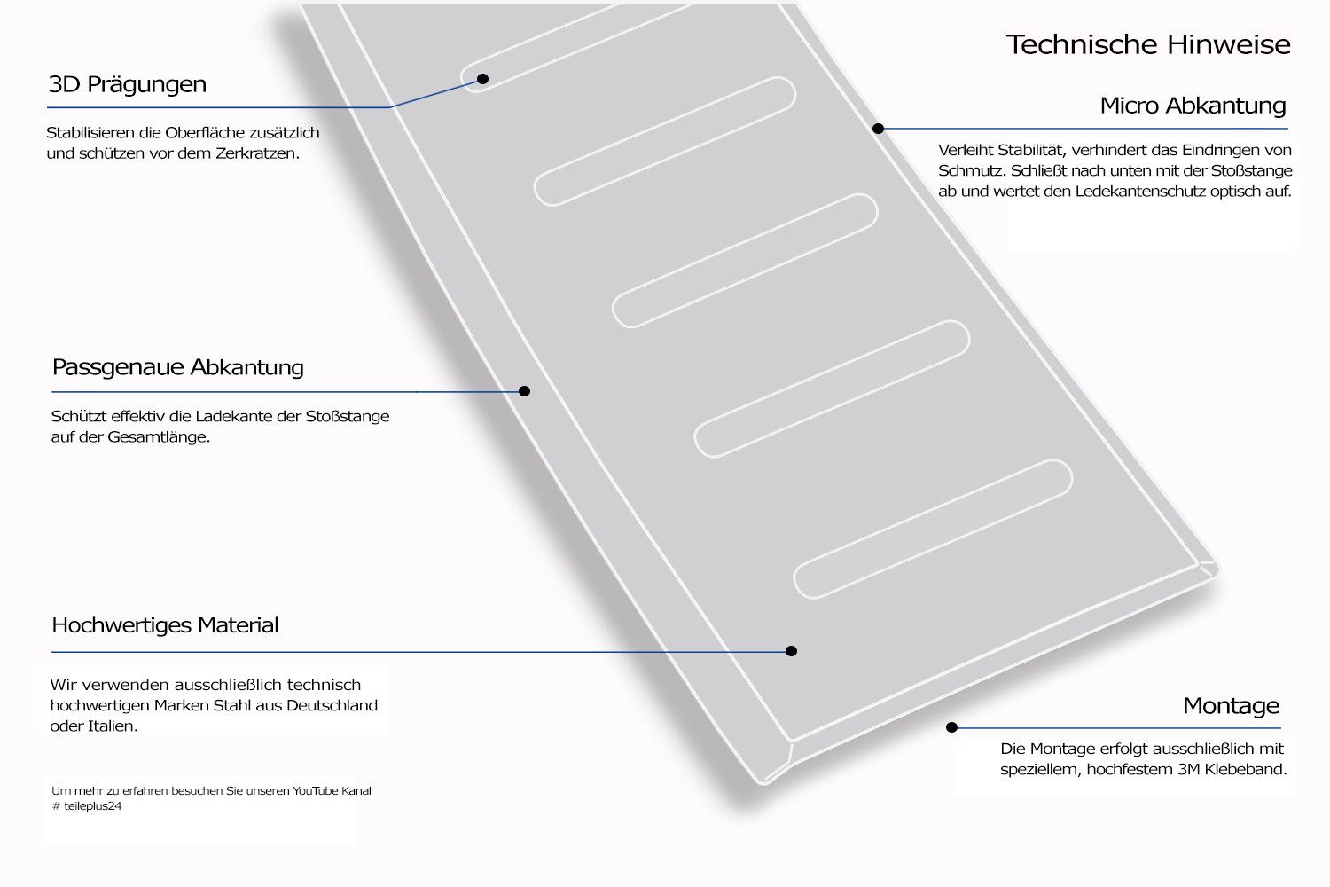 teileplus24 Ladekantenschutz AL132 Aluminium kompatibel mit VW Golf 8 Limo ab 2019-