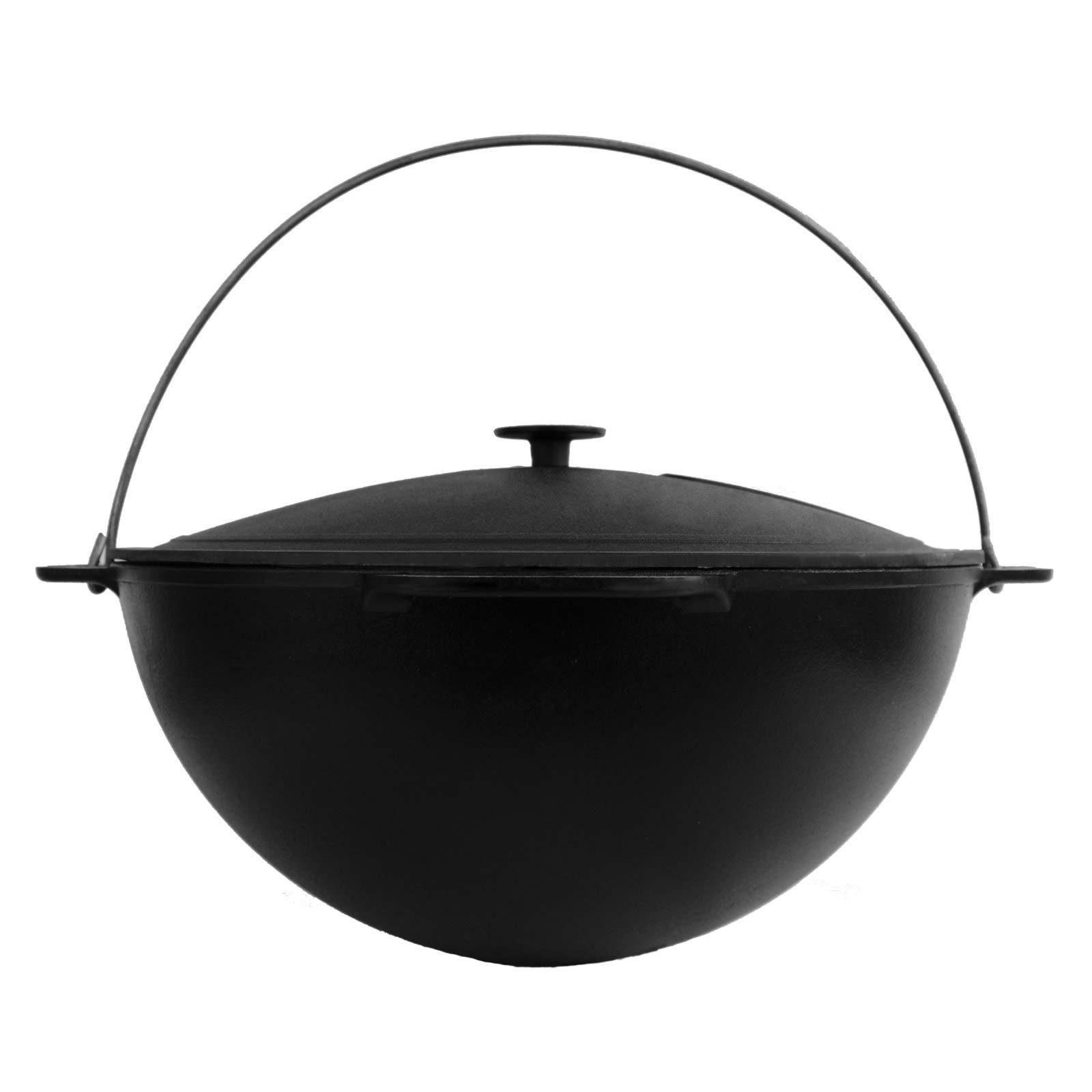 4BIG.fun Feuerstelle Ø40 Uchag 2mm stahl Utschak Utschag Campingofen, (12L Gusseisen Kazan mit Gusseisen Deckel Kasan Feuerstelle Feldküche Außenküche Eintopfofen Gulaschkanone), 2mm stahl