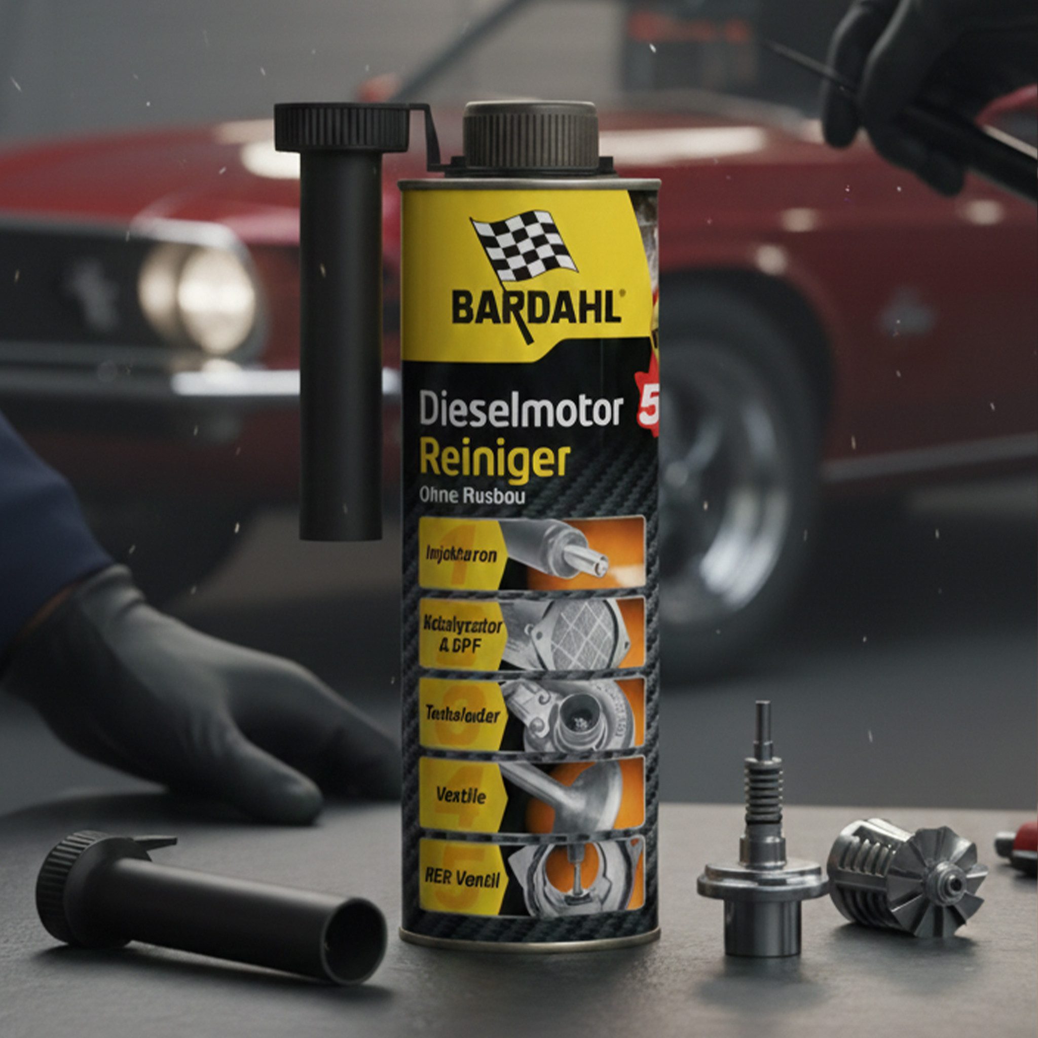 Bardahl Diesel-Additiv Bardahl Diesel Motorenreiniger 5 in 1, Systemreiniger DPF - 500 ml, (1-St., 500 ml) Reinigt das Kraftstoffsystem, AGR-Ventil, Dieselpartikelfilter