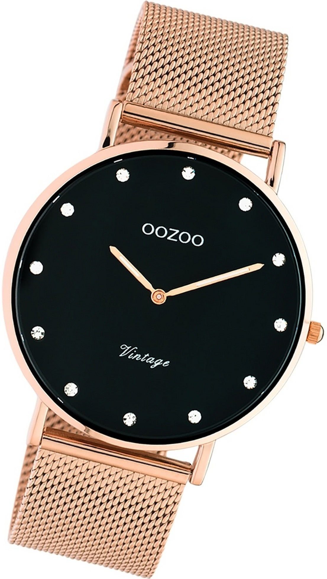 OOZOO Quarzuhr Oozoo Edelstahl Unisex Uhr 20239 Analog, Damen, Herrenuhr Edelstahlarmband roségold, rundes Gehäuse, (ca. 40mm)