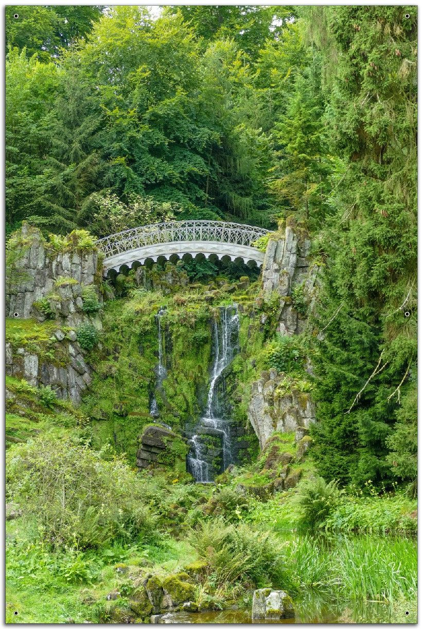 Wallario Sichtschutzzaunmatten Brücke im Wald