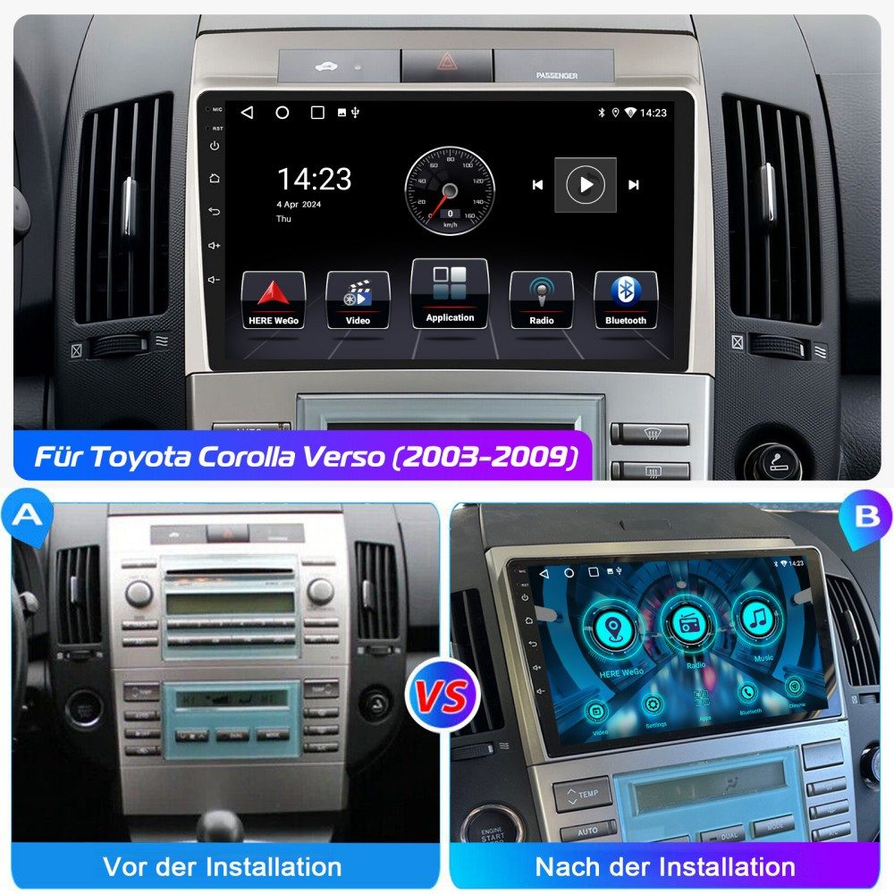 ESSGOO DAB+ Für Toyota Corolla Verso 2003-09 Android 15 Carplay GPS NAVI BT Autoradio (RDS, 4+64GB(optional), DAB (optional), FM, AM, DAB+ (optional), Carplay A – Bild 5 von 5