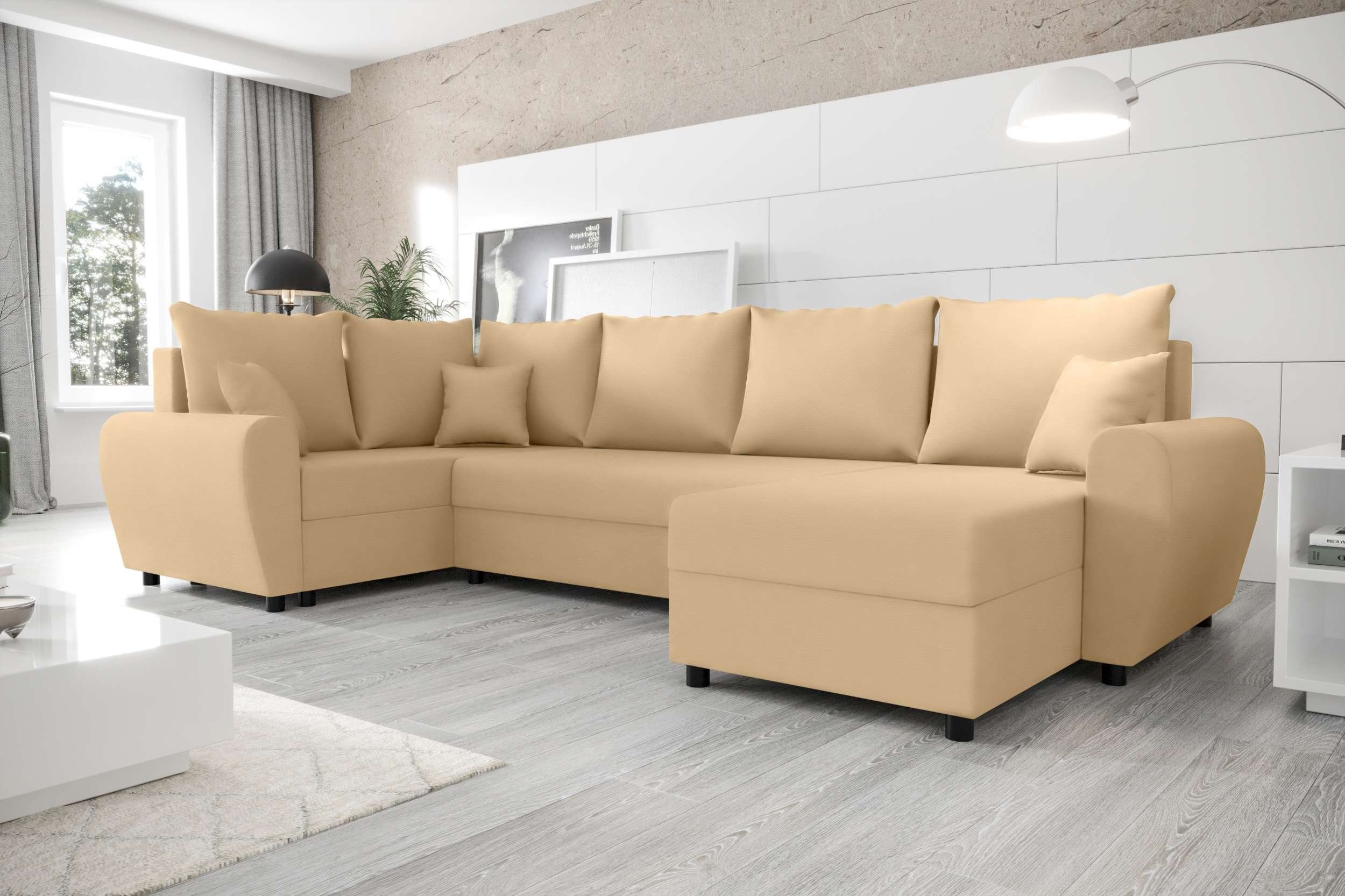 Bettfunktion, Eckcouch, mit Sofa, mit Haven, Design Bettkasten, U-Form, Modern Wohnlandschaft Sitzkomfort, Stylefy