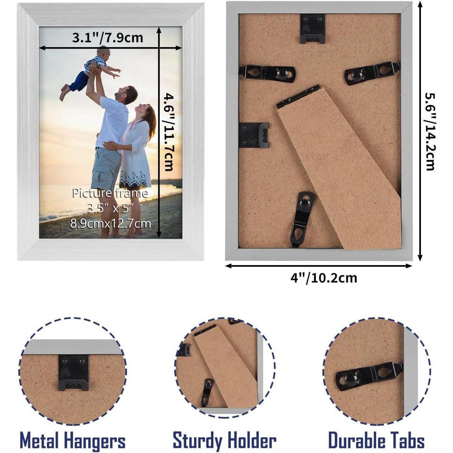 LuxusKollektion Bilderrahmen-Set Bilderrahmen 9x13 cm 18er-Set Wand Tisch Fotowand Silber Collagen