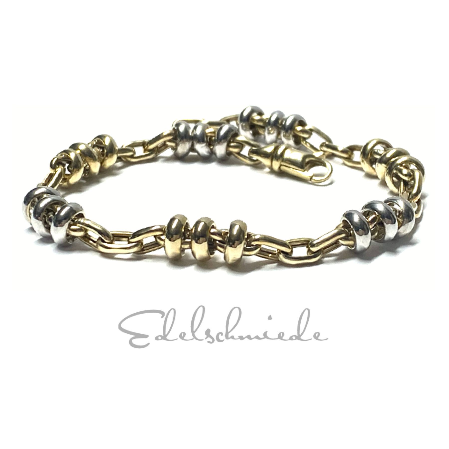 Edelschmiede925 Armband Armband 333/- Gold bicolor Fantasiemuster ausgefallen 20cm modern