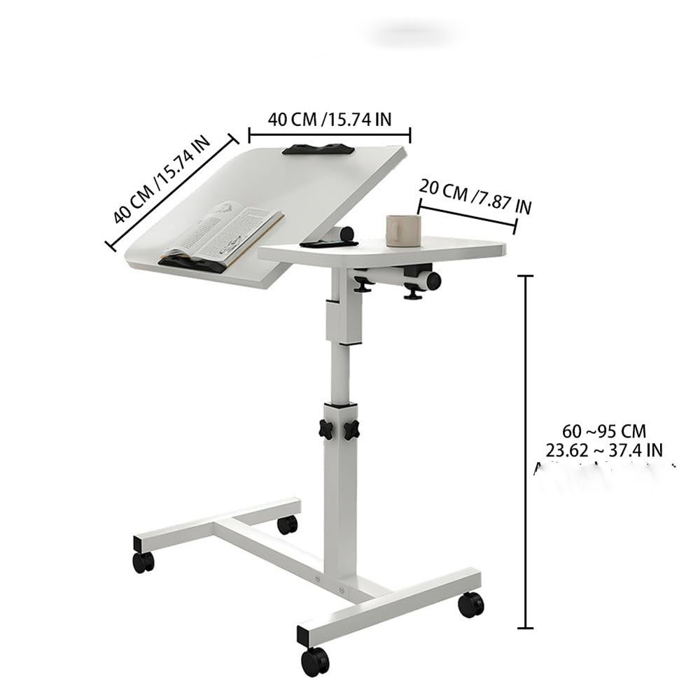 GarveeMore Schreibtisch Auf Rollen 60×40Cm Laptoptisch Höhenverstellbar Beistelltisch – Bild 3 von 5