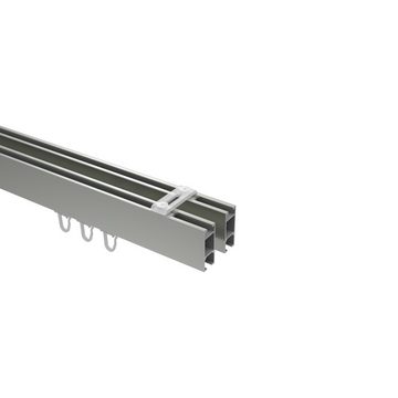 Gardinenstange Smartline Paxo, INTERDECO, 2-läufig, 14x35 mm, eckig, Deckenmontage, Edelstahl-Optik