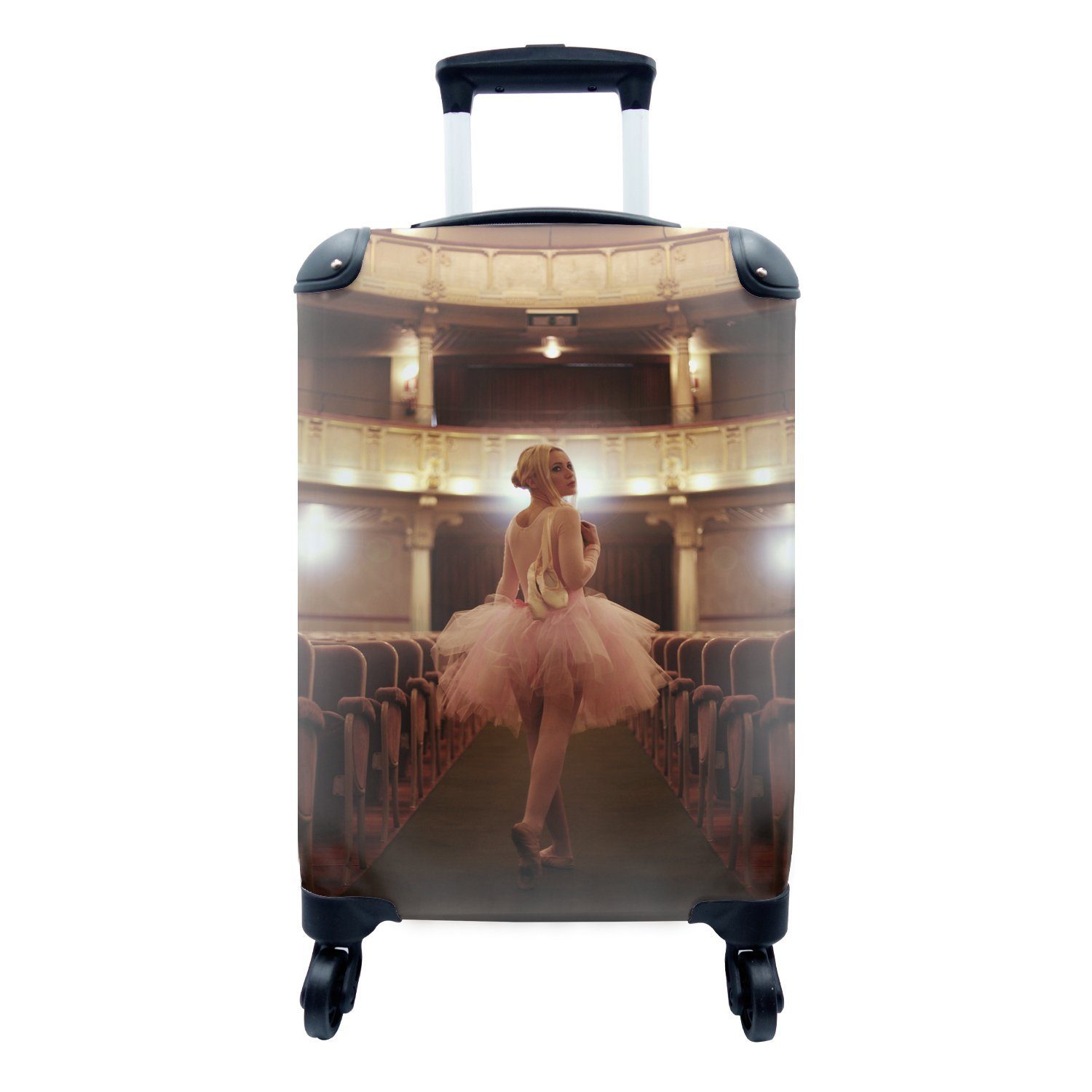 Tutu mit Reisekoffer 4 Reisetasche Theater, Rollen, Ferien, mit Handgepäck Handgepäckkoffer für rollen, einem MuchoWow Trolley, in Ballerina rosa