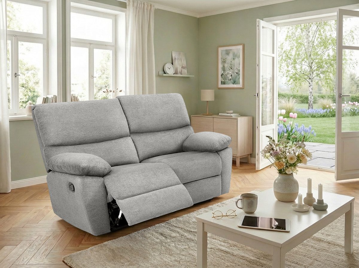 Home affaire 2-Sitzer LANNOY, mit manueller o. elektrischer Relaxfunktion in beiden Sitzen., Elektrische Variante mit USB A/C. Federkern, Webstoff