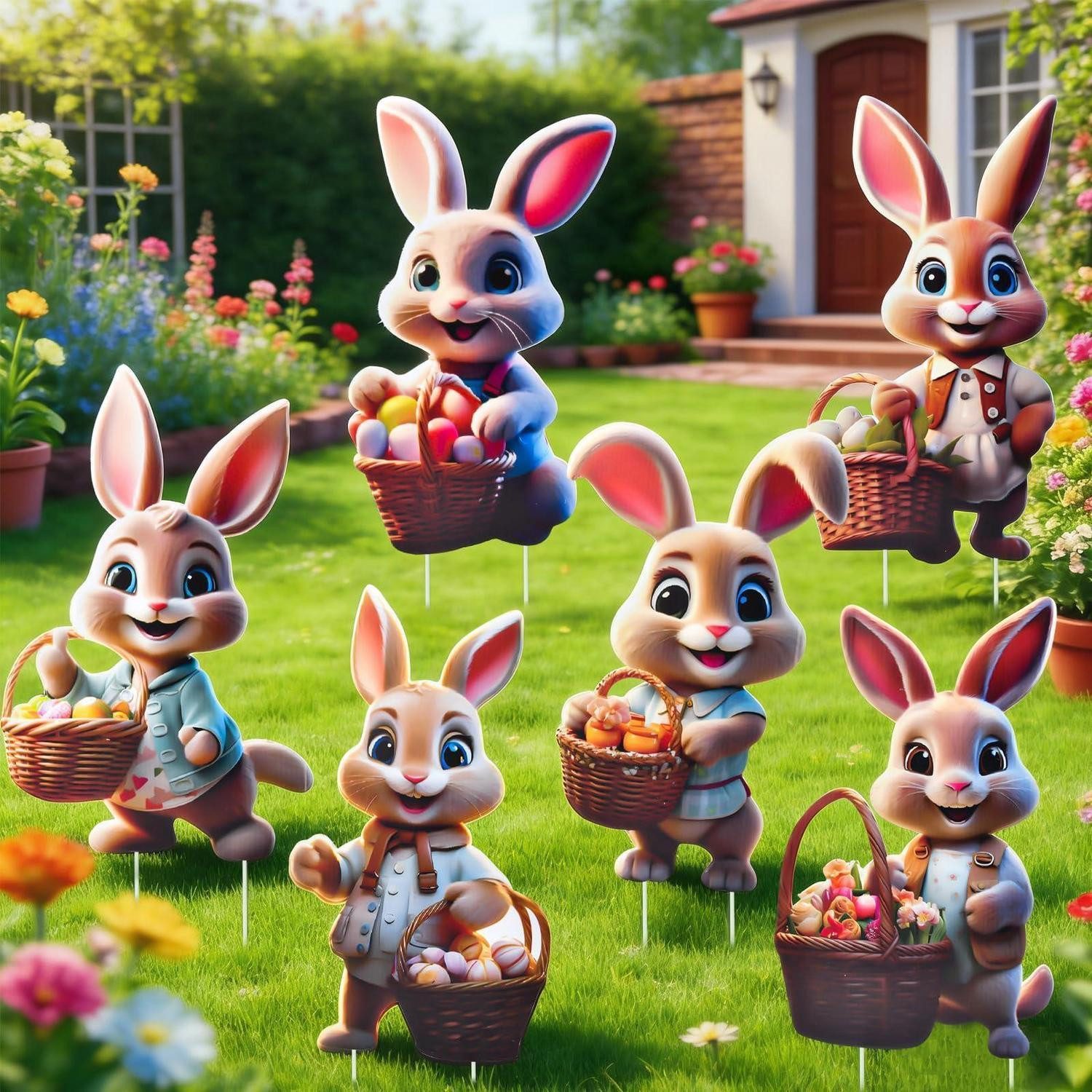 LuxusKollektion Osterhase Osterdeko Gartenstecker 6 Stück Großformatig (6 St)