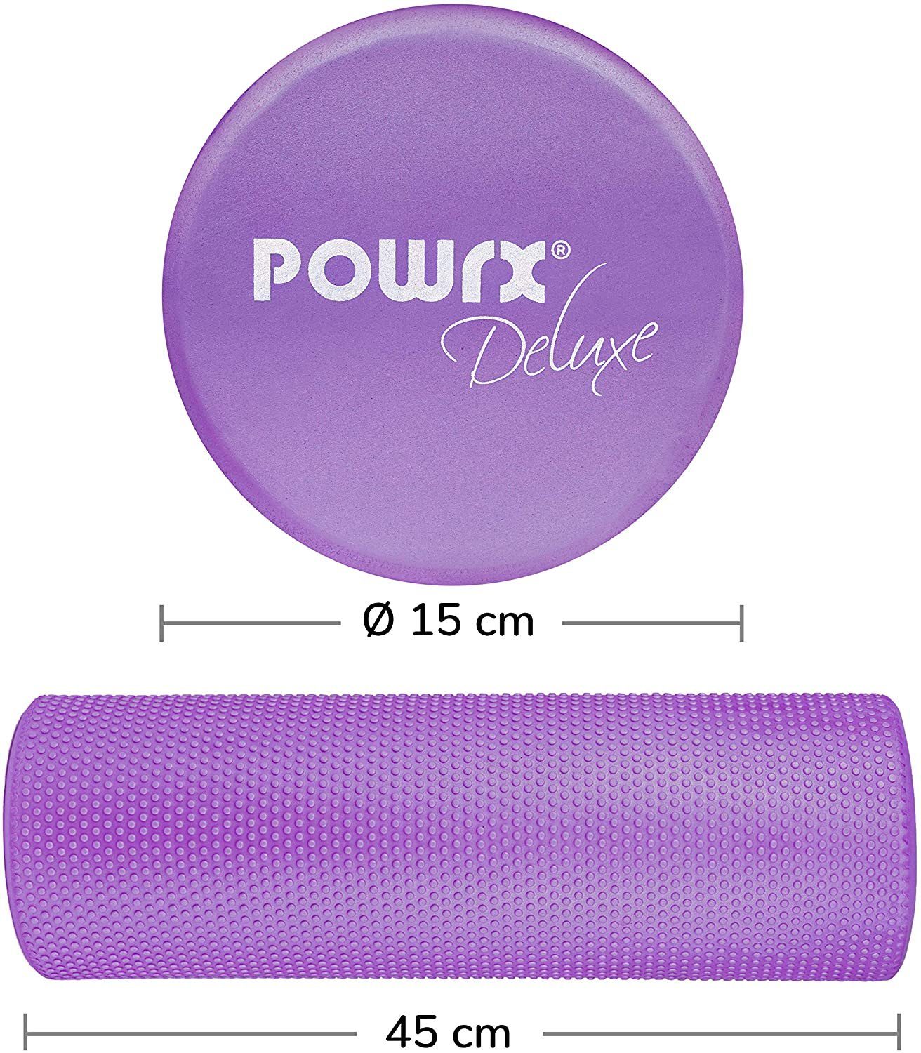POWRX Pilatesrolle Yoga-Rolle Blau 90x15cm Schaumstoff, Cm 90 X Blau Schaumstoff Faszien-Training, - - 15 Pilates