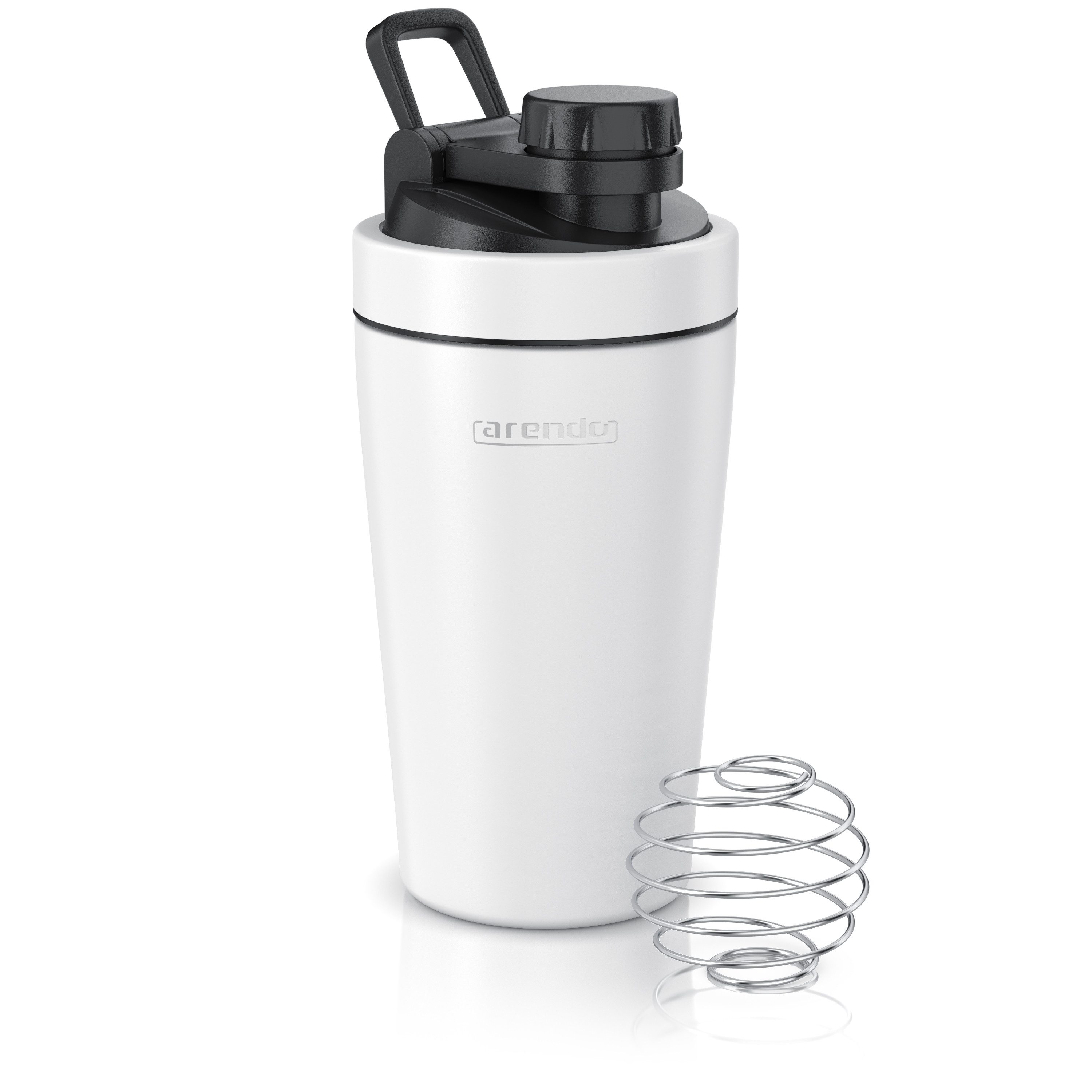 Arendo Protein Shaker Edelstahl Eiweißshaker 500 ml, verschließbar, bruchfest, BPA-frei, Edelstahl, auslaufsicher, spülmaschinengeeignet, mit Tragegriff und Mixball