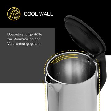Gutfels Wasserkocher WATER 3020, 1.5 l, 2200 W, Doppelwandiges Edelstahl, integrierter Filter, 360° Sockel