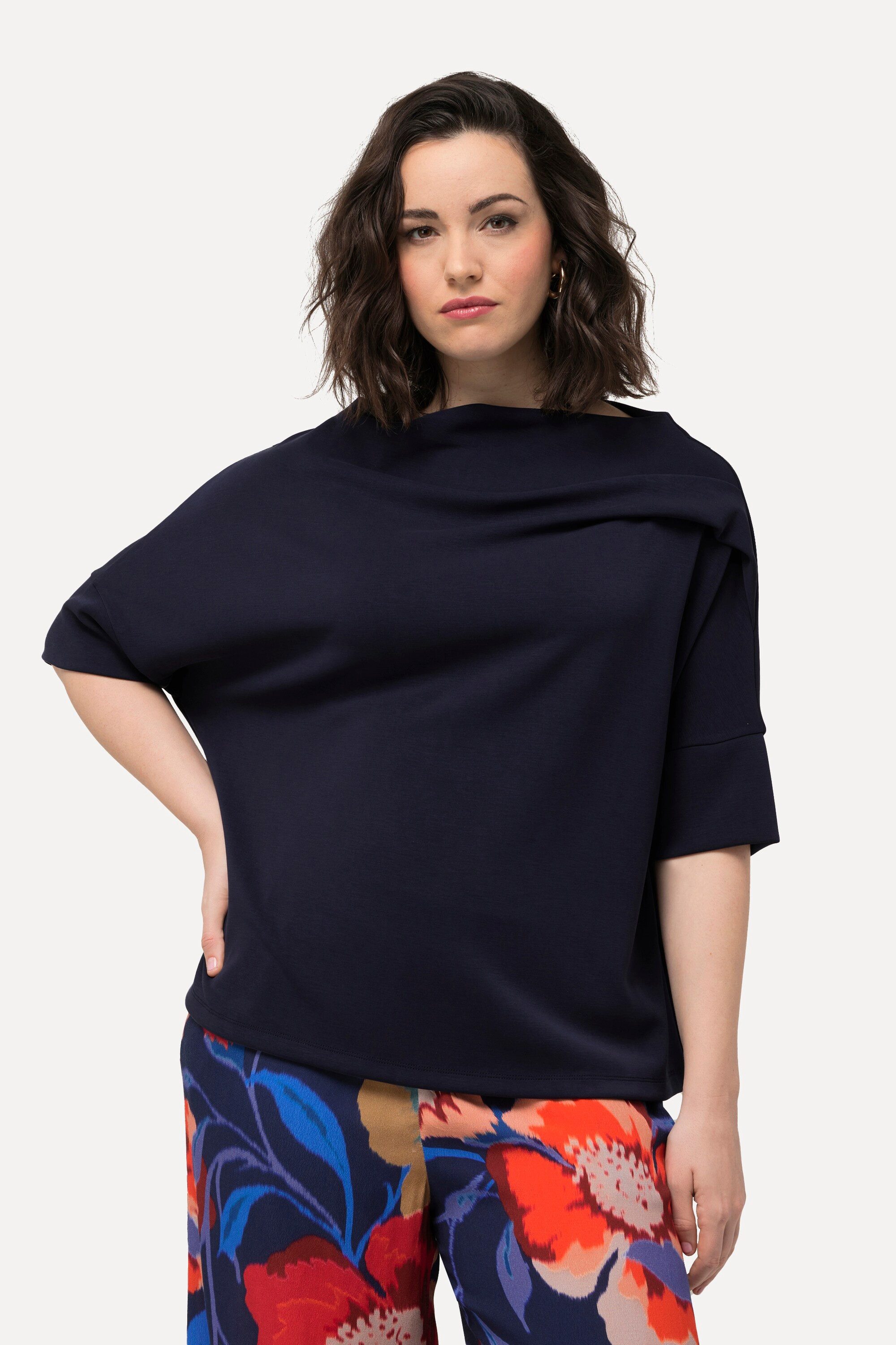 Ulla Popken Sweatshirt Sweatshirt Zierfalten Oversized günstig online kaufen